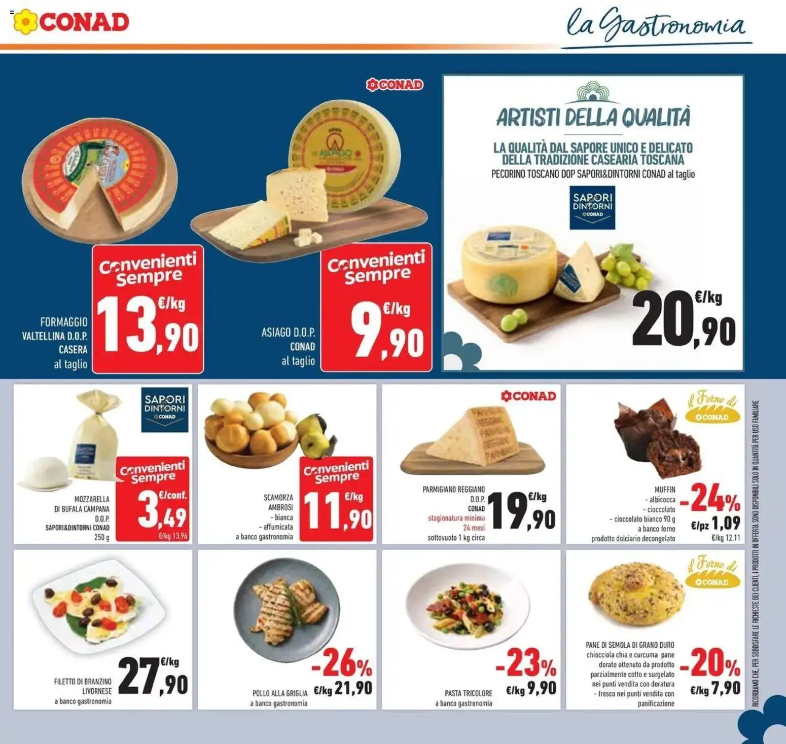 Volantino Conad del 29/07/2026 | Pagina: 17 | Prodotti: Pollo, Branzino, Mozzarella, Pecorino