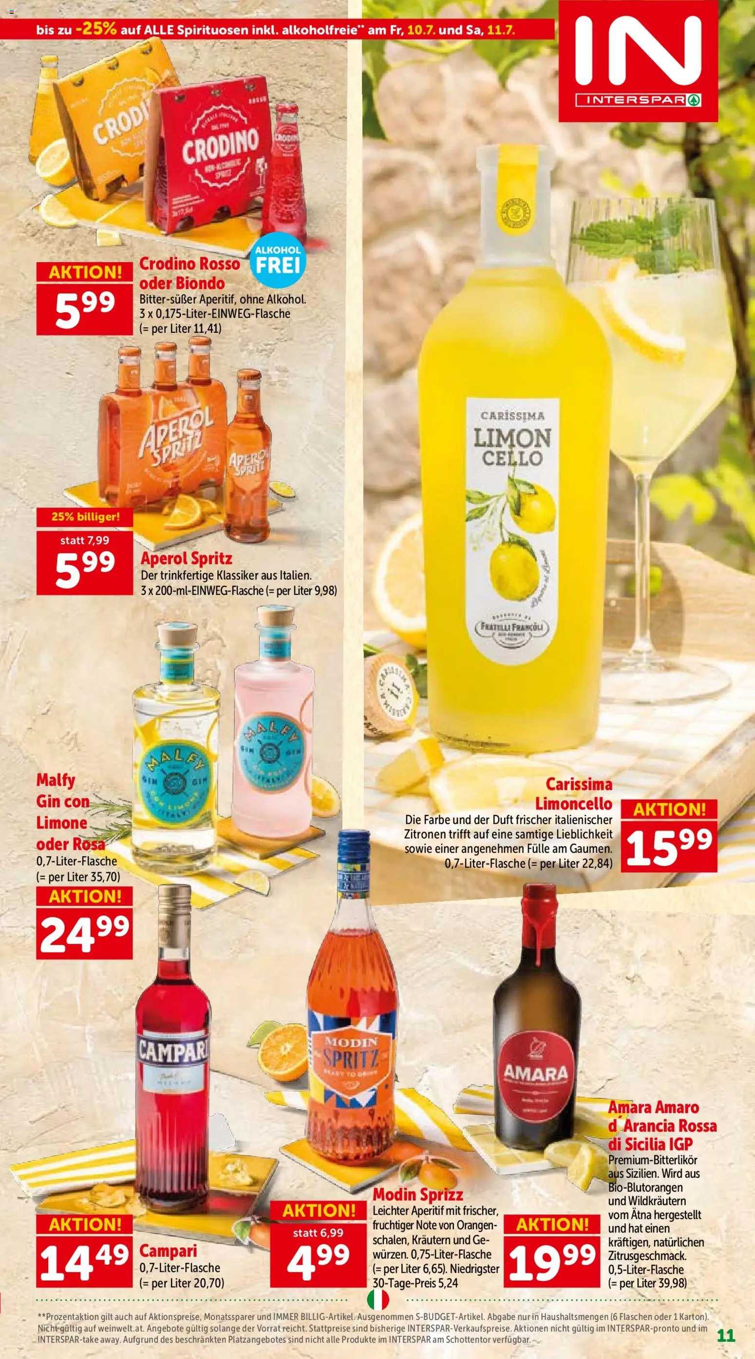 Interspar Italien gültig ab 01.07.2026 | Seite: 11 | Produkte: Gin, Nauriit, Duft, Orangen