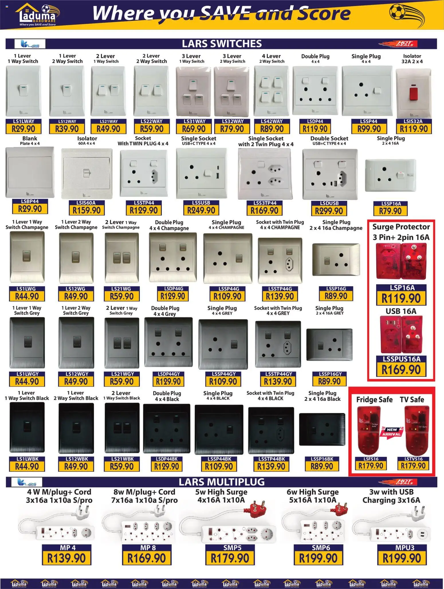 New Laduma Hardware catalogue – valid from 01.04.2026 | Page: 16 | Products: USB, Plate, TV, Surge protector