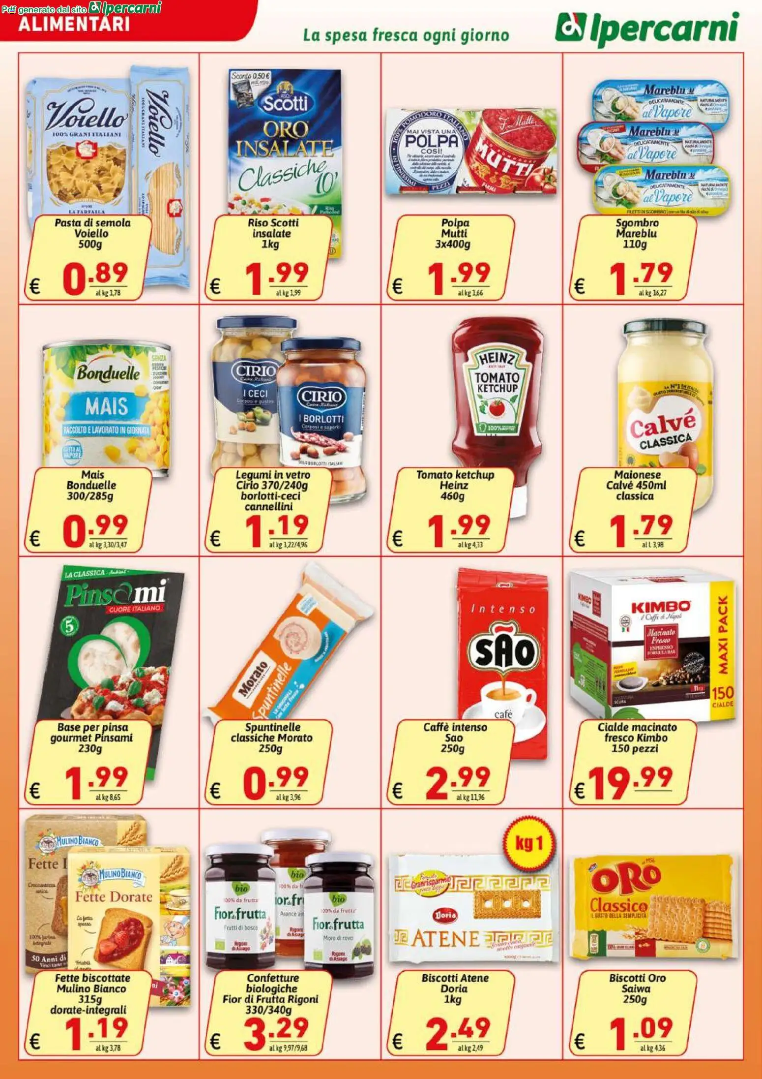 Volantino Ipercarni del 12/08/2026 | Pagina: 12 | Prodotti: Maionese, Fette biscottate, Sgombro, Kimbo