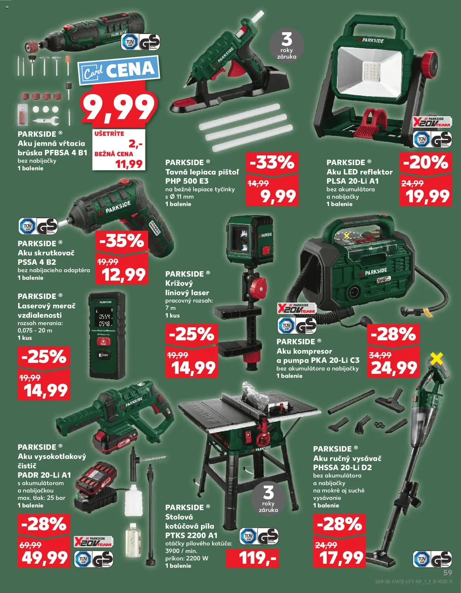 Nové Kaufland akcie – leták je platný od 19.03.2026 | Strana: 59 | Produkty: Pumpa, Led reflektor, Reflektor, Laser