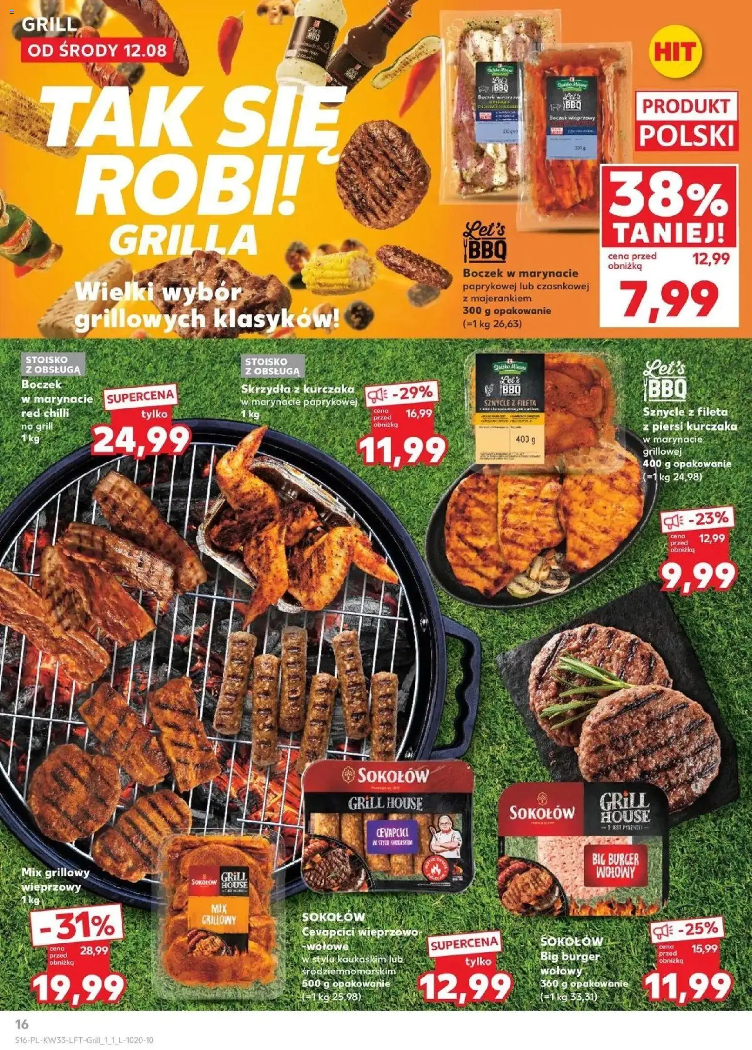Kaufland - Kaufland Gazetka Tygodnia ważne do 19.08 od 12.08.2026 - od jutra PDF | Strona: 16 | Produkty: Burger wołowy, Piersi, Boczek wieprzowy, Boczek