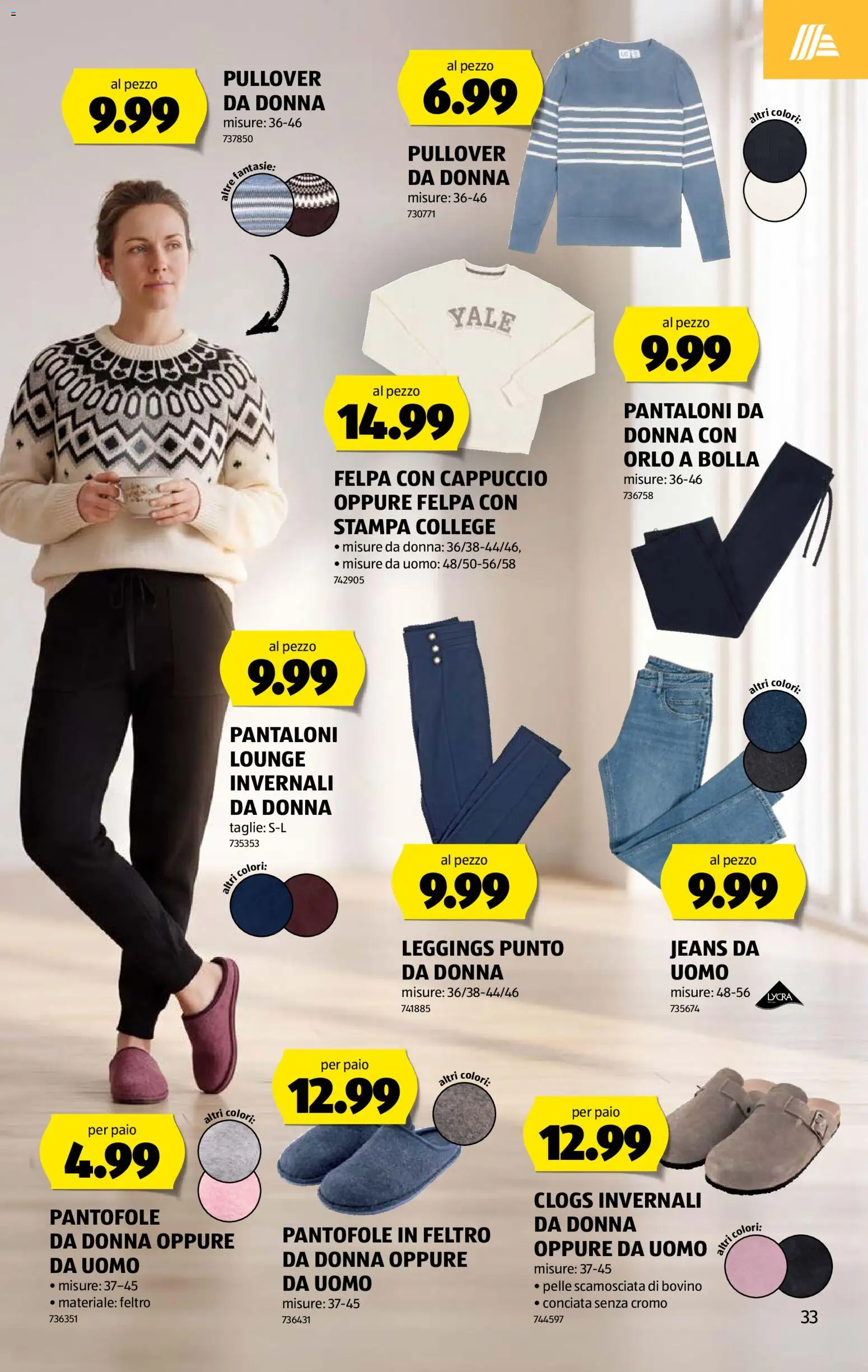Aldi aktionen IT – gültig ab 15.10.2026 | Seite: 33 | Produkte: Leggings, Pullover, Jeans, Sweatshirt