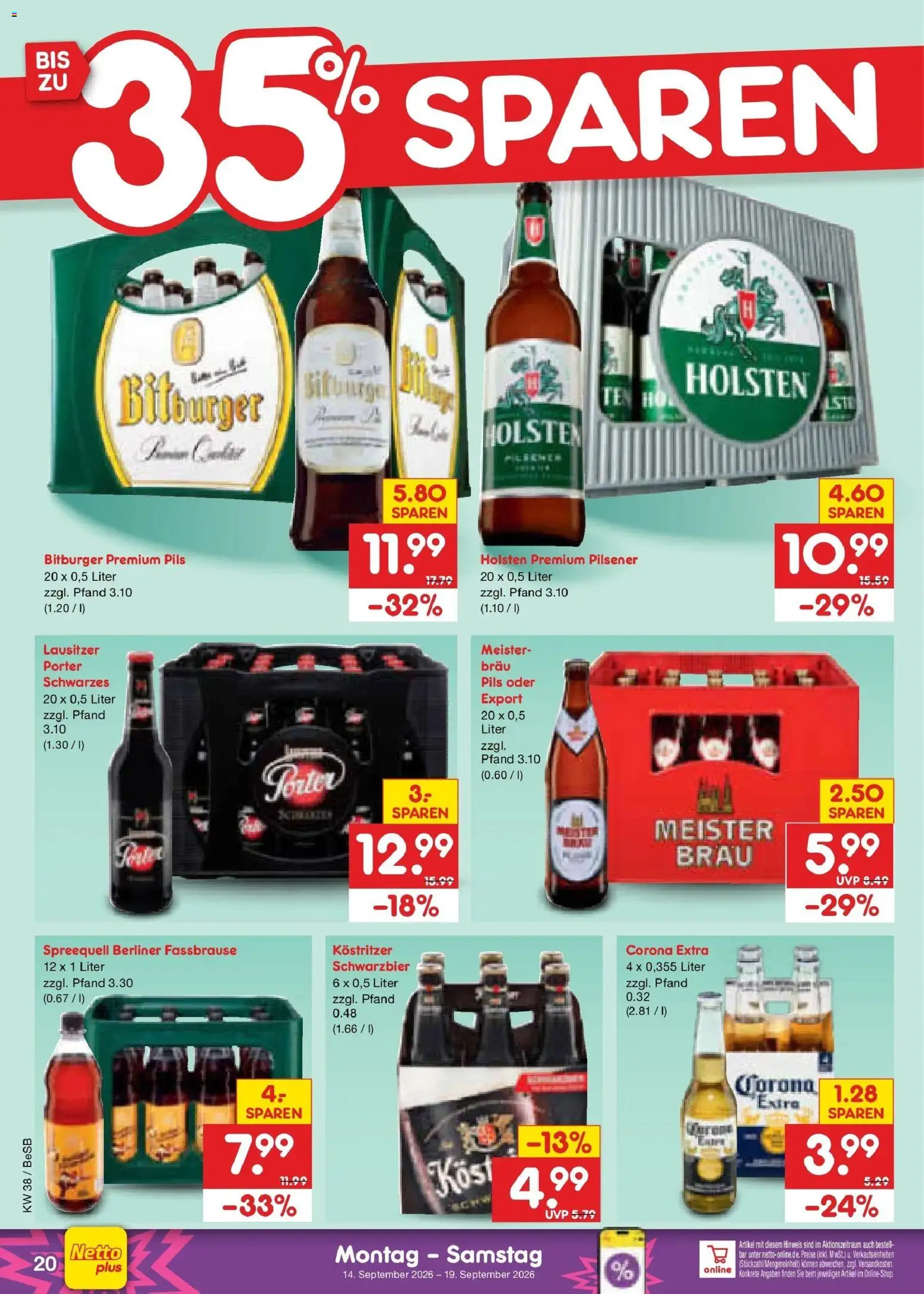 Netto Marken-Discount Prospekt Berlin-Prenzlauer Berg – gültig ab 14.09.2026 | Seite: 30 | Produkte: Kostritzer, Pils, Holsten, Fassbrause