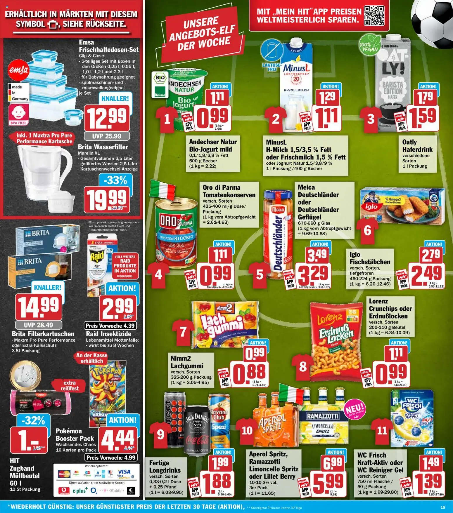 HIT Prospekt – gültig ab 15.06.2026 | Seite: 15 | Produkte: Jack Daniel's, Fischstabchen, Wasser, Ramazzotti