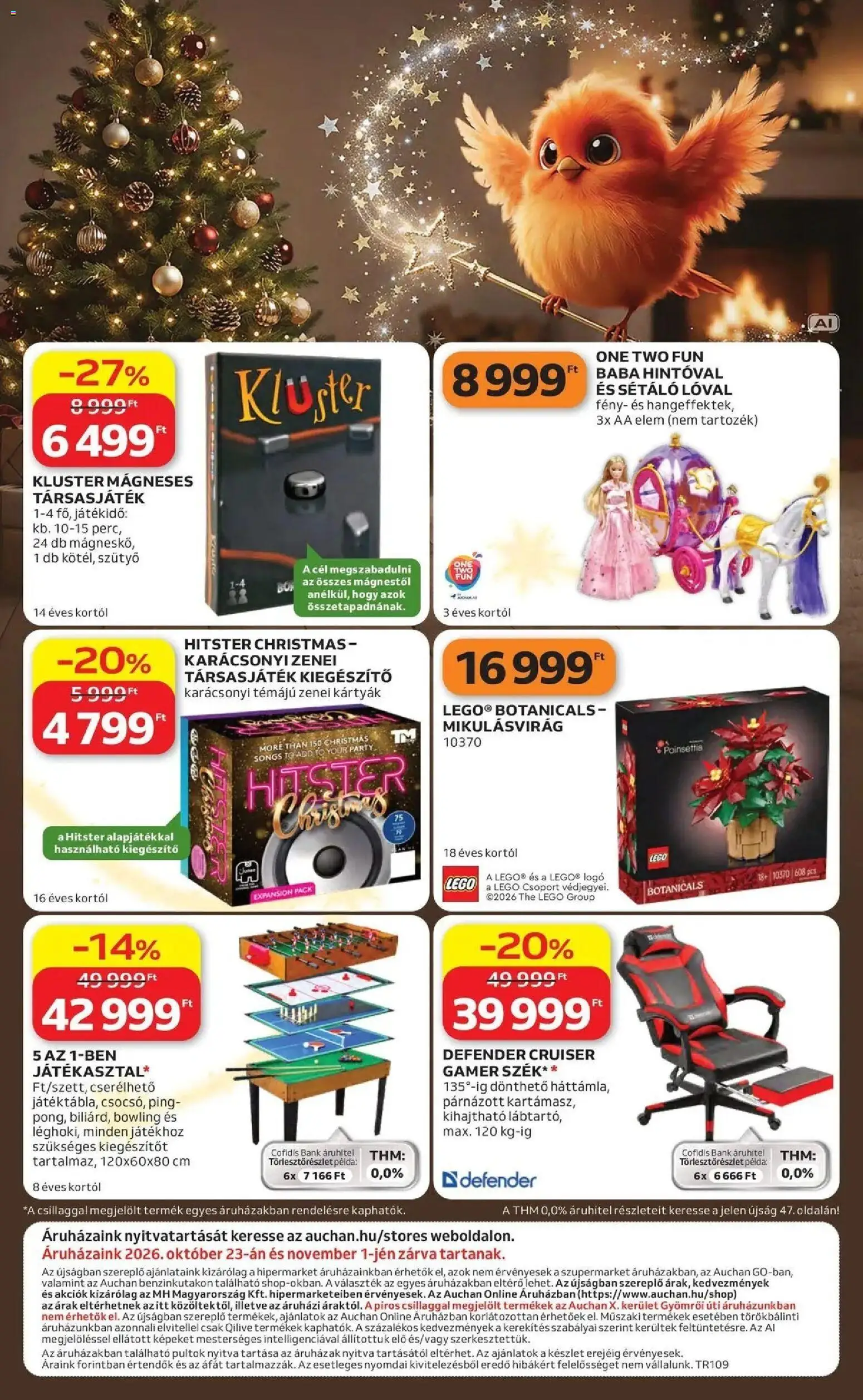 Auchan Karácsonyi ajánlataink Kecskemét - 2026.10.22. -tól/töl > akció, lapozható szórólap 🛍️ | Oldal: 52 | Termékek: Gamer szék, Szék, Társasjáték, Baba
