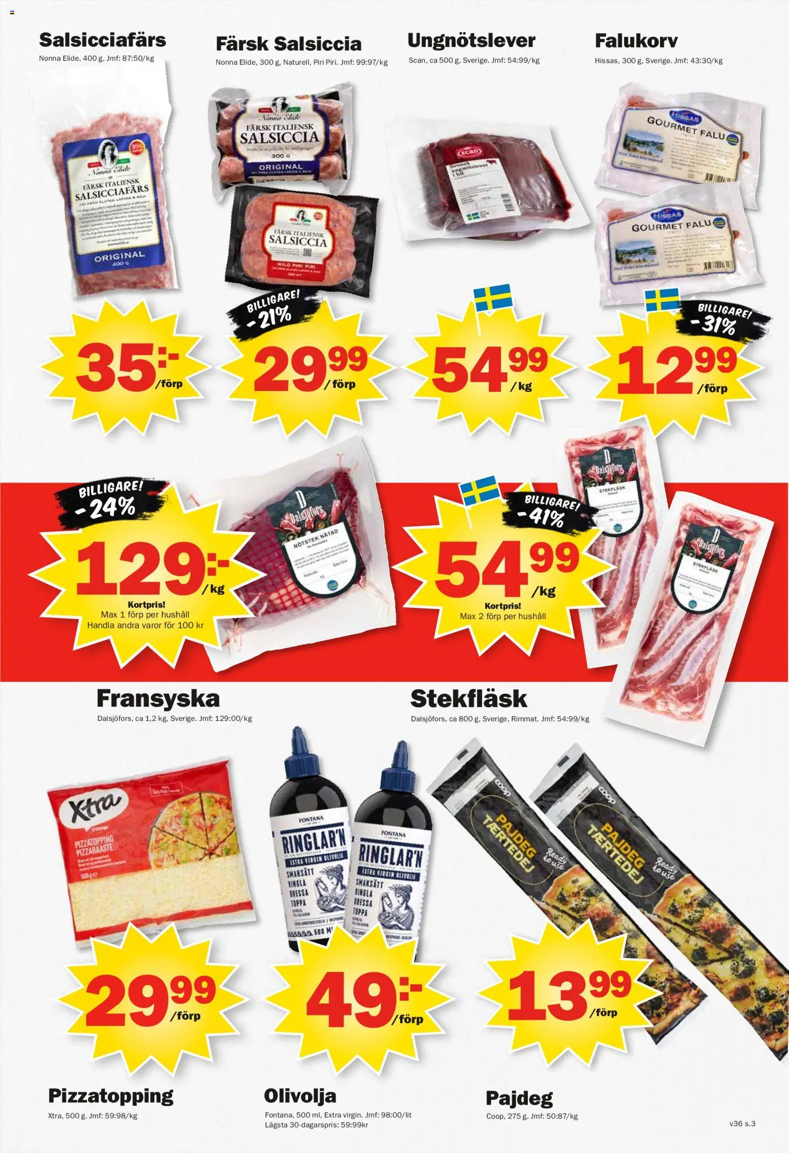 Pekås reklamblad aktuell från 31/08/2026 | Sida: 3 | Produkter: Falukorv, Olivolja