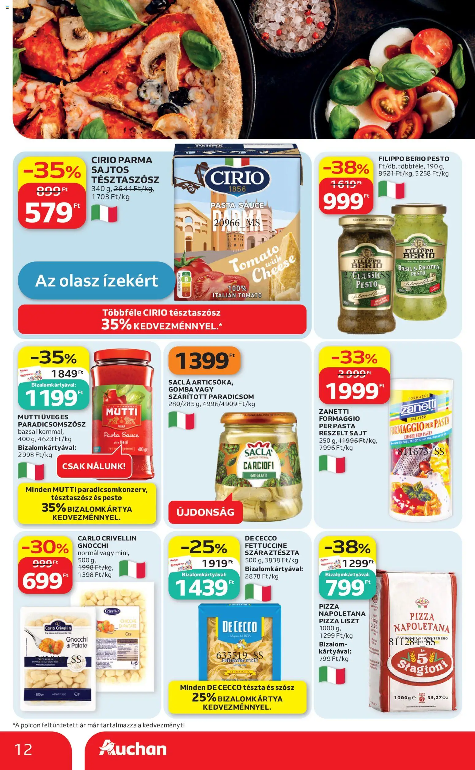 Auchan akciós ujság - amely érvényes a következő dátumtól: 07.05.2026 | Oldal: 12 | Termékek: Pesto, Reszelt sajt, Sajt, Száraztészta