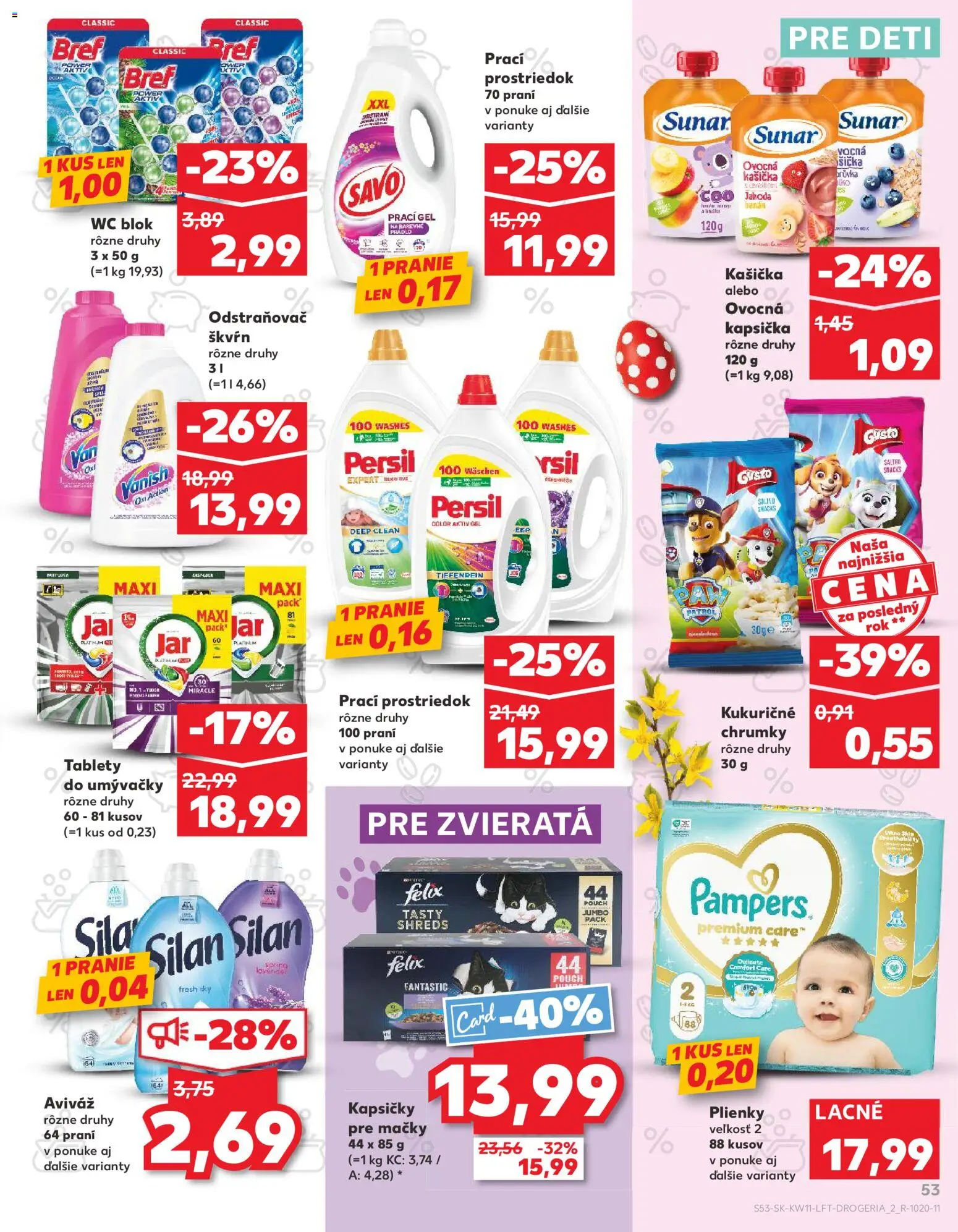 Nové Kaufland akcie – leták je platný od 12.03.2026 | Strana: 53 | Produkty: Felix, Persil, Wc, Savo