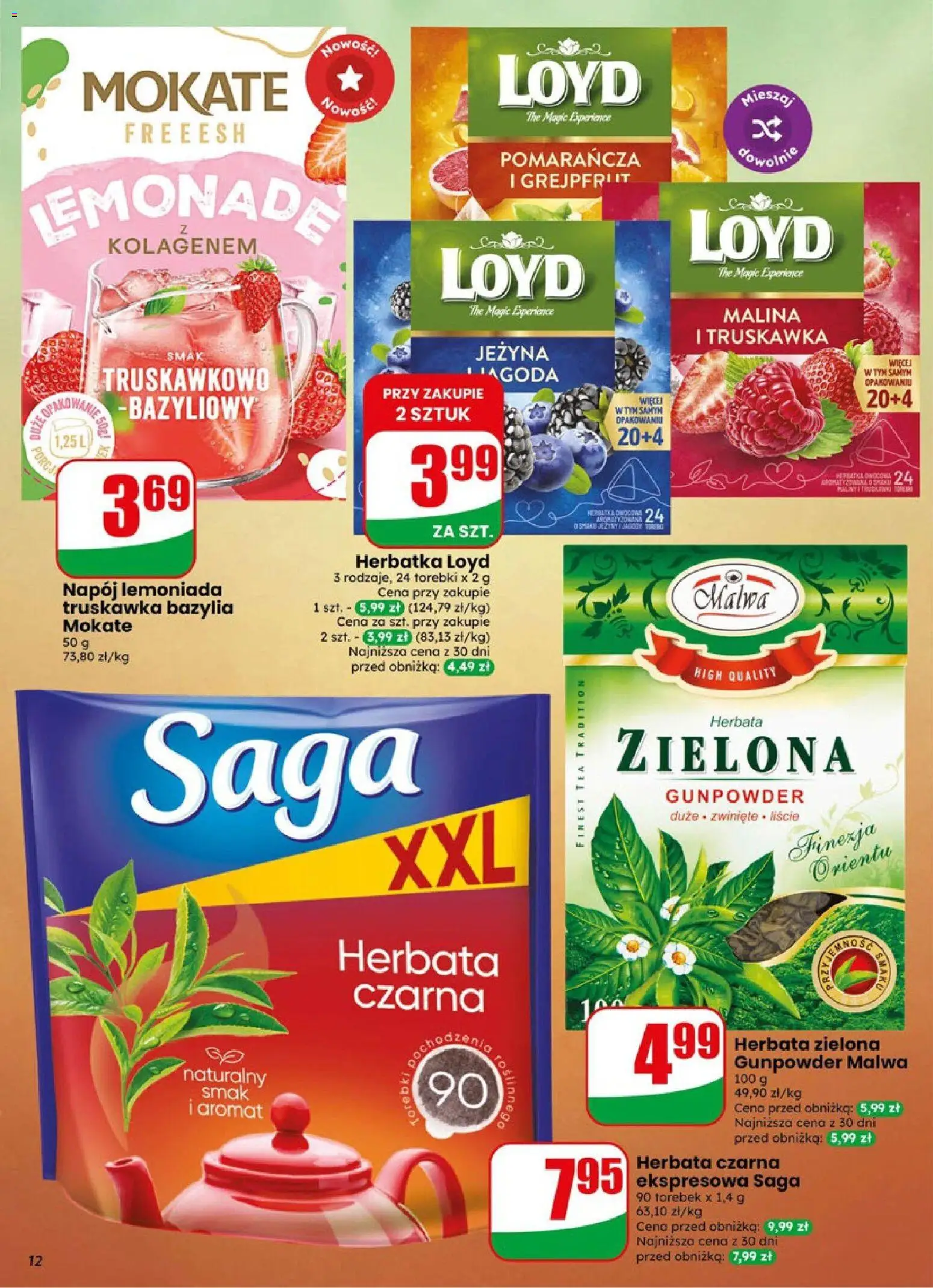 Dino gazetka od 19.08.2026 | Strona: 12 | Produkty: Herbata czarna, Herbata zielona, Bazylia, Lemoniada