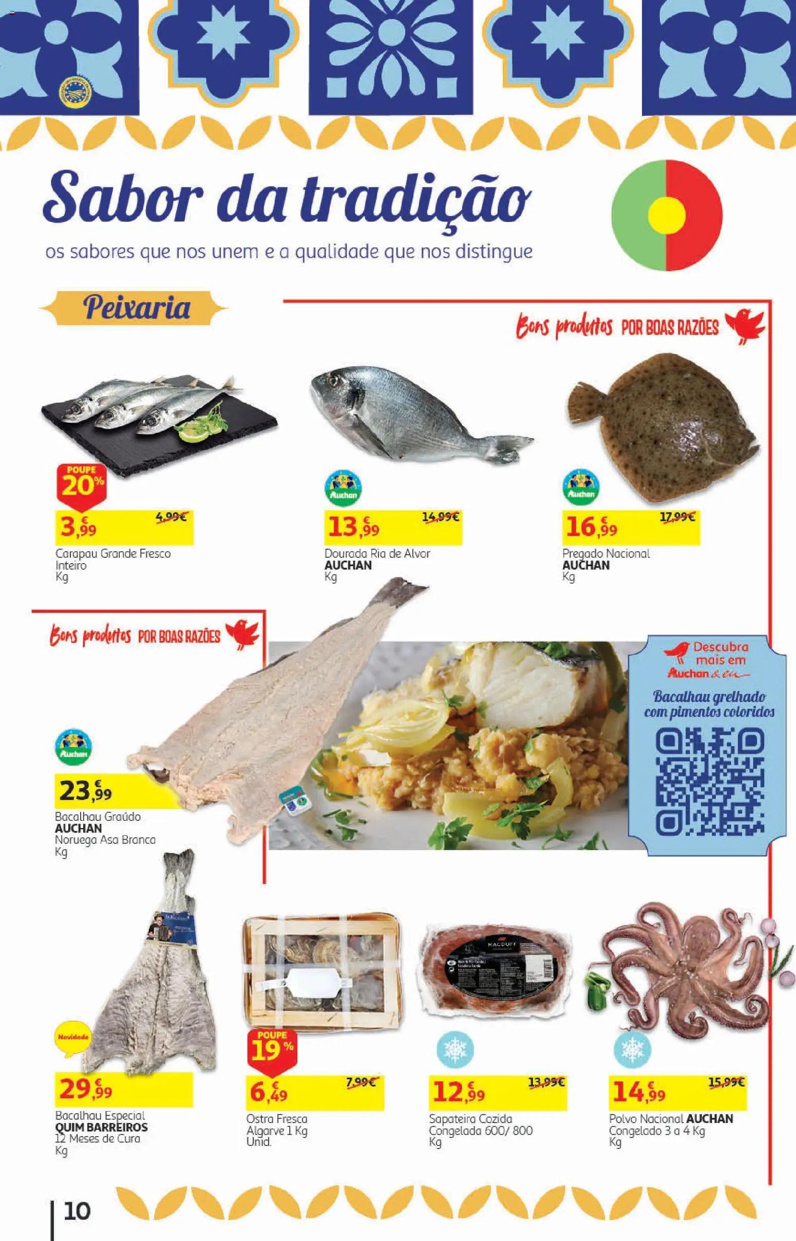 Auchan folheto │ válido de 19/08/2026 | Página: 10 | Produtos: Dourada, Bacalhau, Polvo, Sapateira