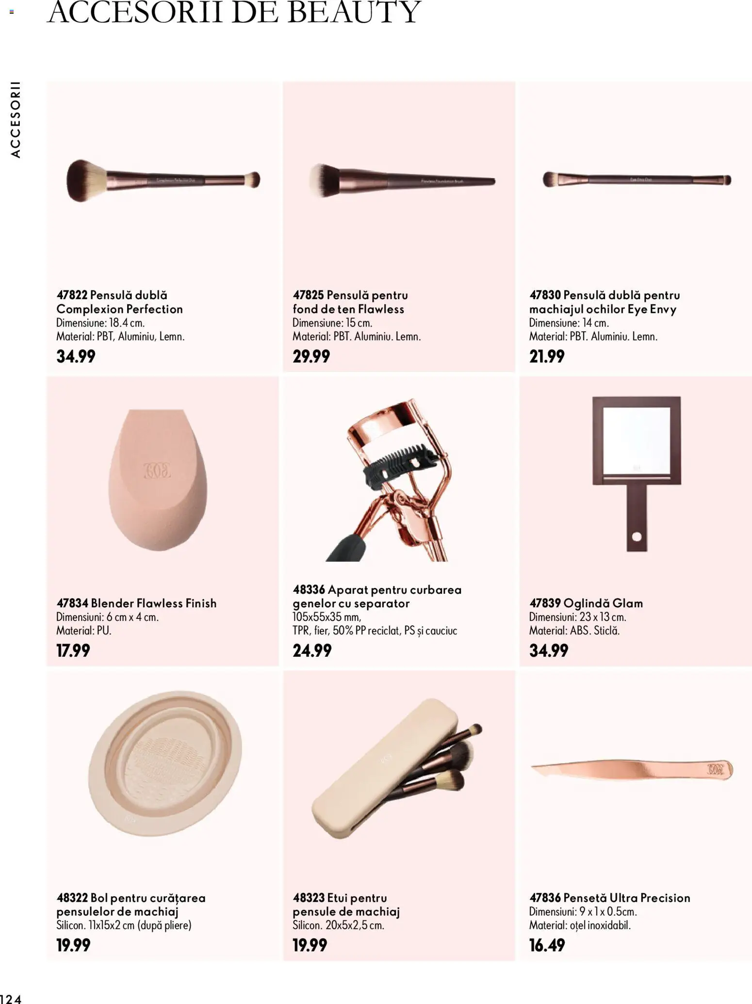 Noul catalog Oriflame – valabil de la 30.09.2026 | Pagină: 124 | Produse: Pensetă, Blender, Oglindă, Machiaj