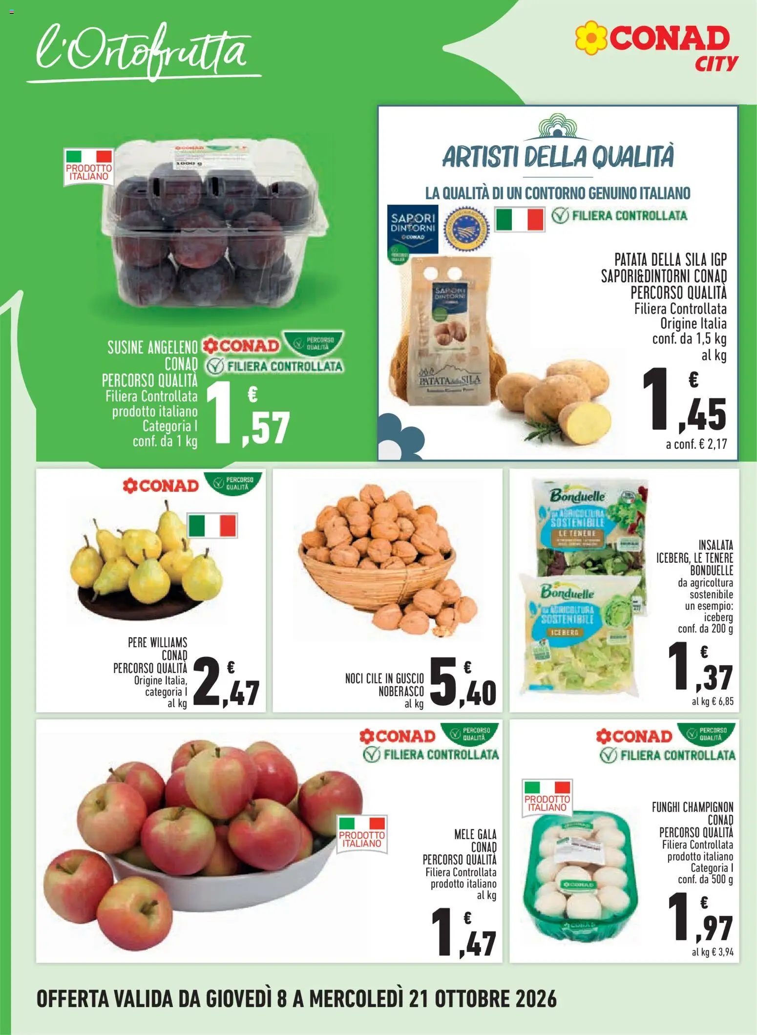 Volantino Conad del 08/10/2026 | Pagina: 8 | Prodotti: Mele, Noci, Funghi, Susine