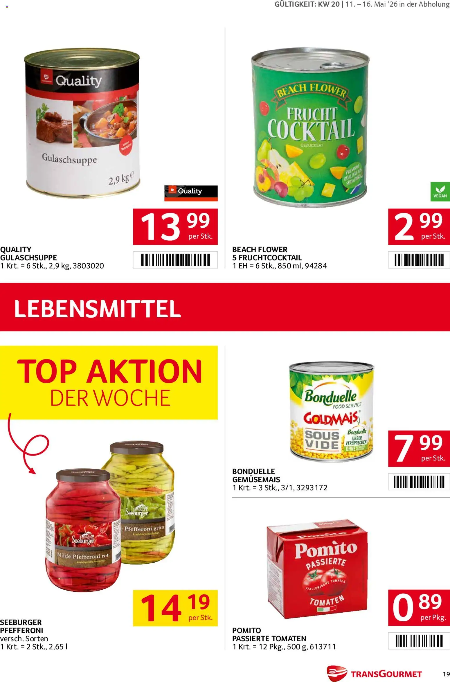 Transgourmet Flugblatt gültig ab 11.05.2026 | Seite: 19 | Produkte: Libacomb, Tomaten
