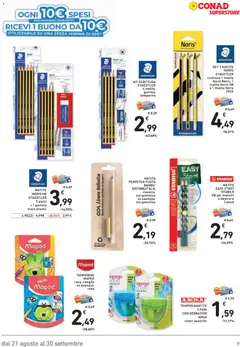 Anteprima del volantino Conad volantino Superstore Scuola Piemonte valido a partire dal 21/08/2026 | Pagina: 9 | Prodotti: Temperamatite, Coniglio, Temperino