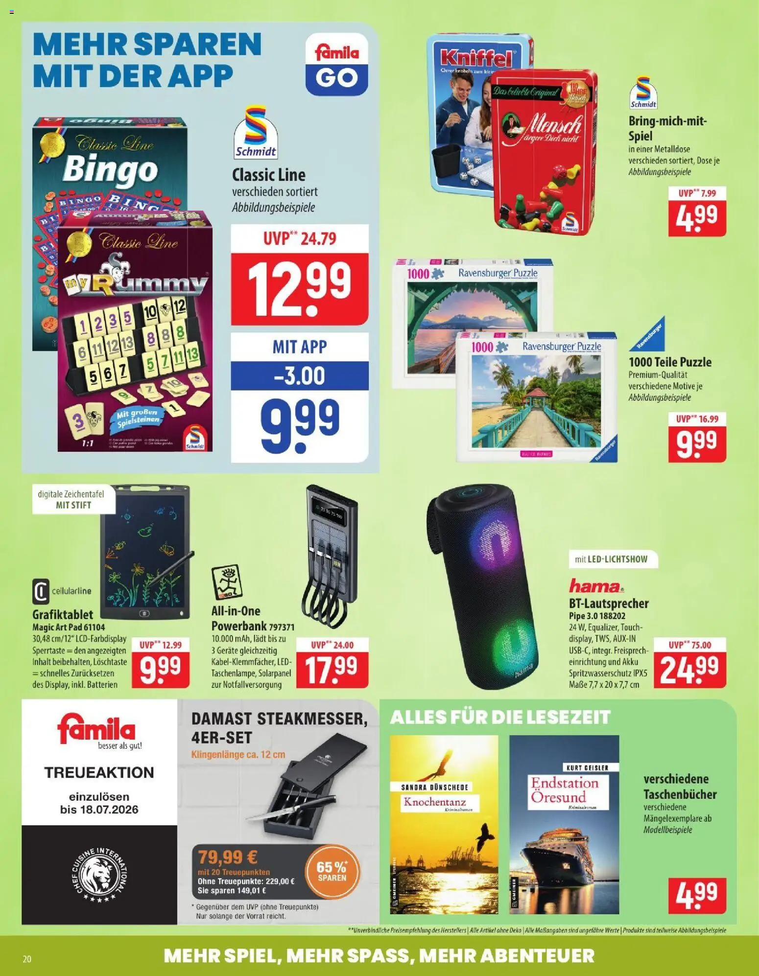 Famila Prospekt – gültig ab 06.07.2026 | Seite: 20 | Produkte: Spiel, Batterien, Powerbank