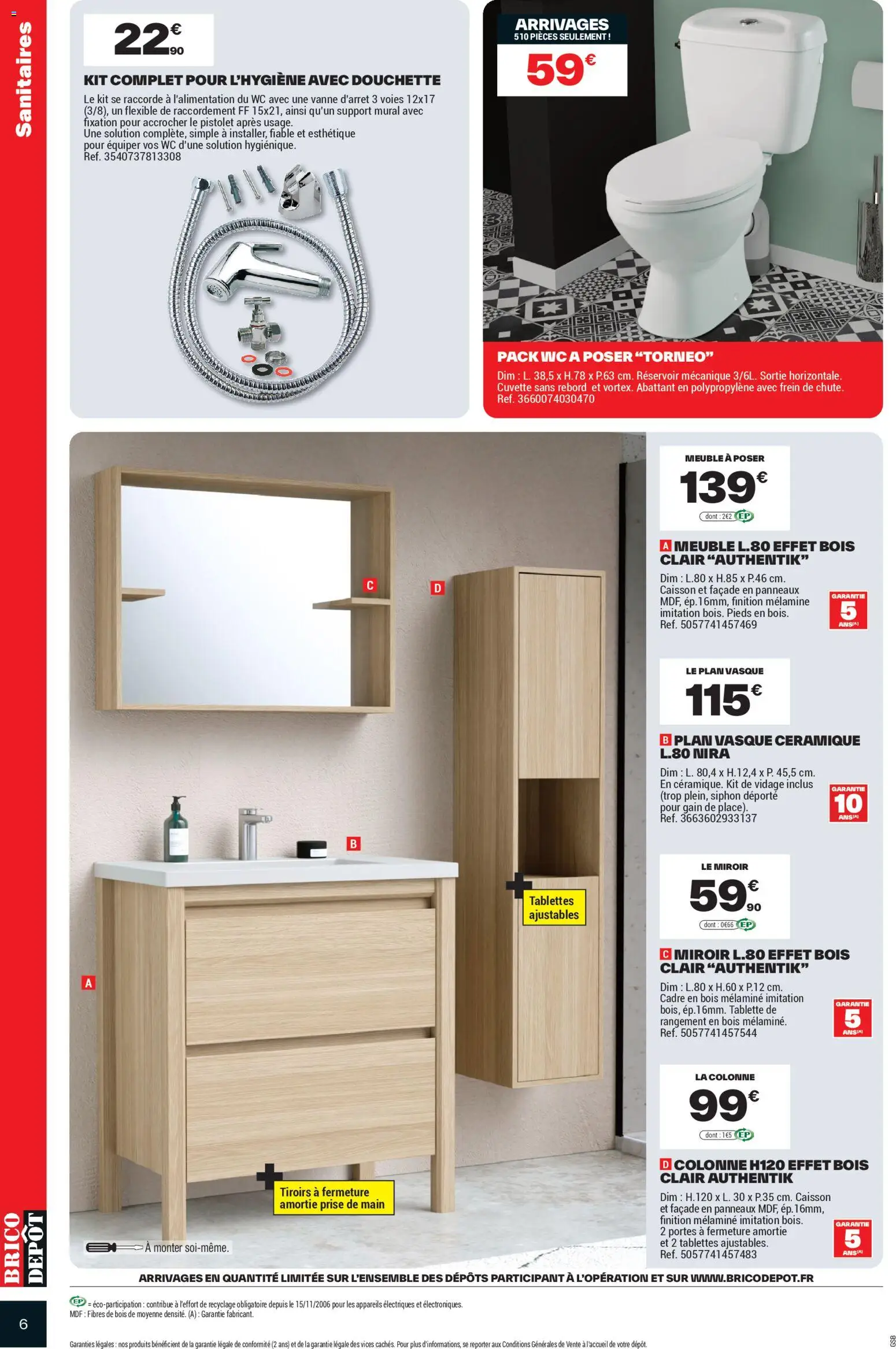 {H1} | Page: 6 | Produits: Tablette, Prise, Portes, Tiroirs