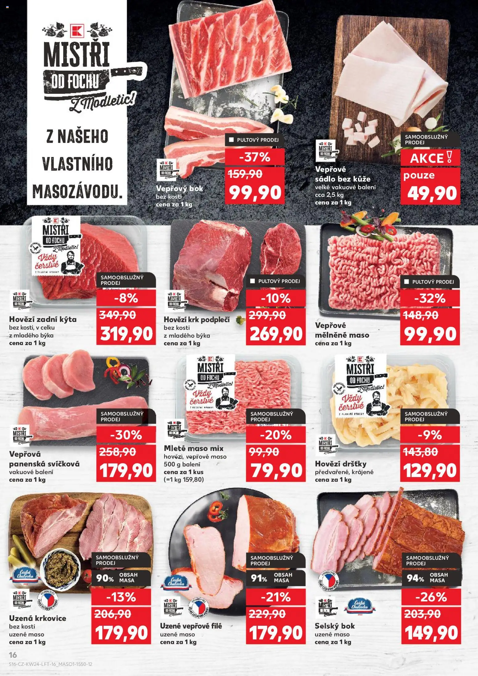 Kaufland leták od 10.06.2026 | Strana: 16 | Produkty: Hovězí, Vepřové maso, Krkovice, File