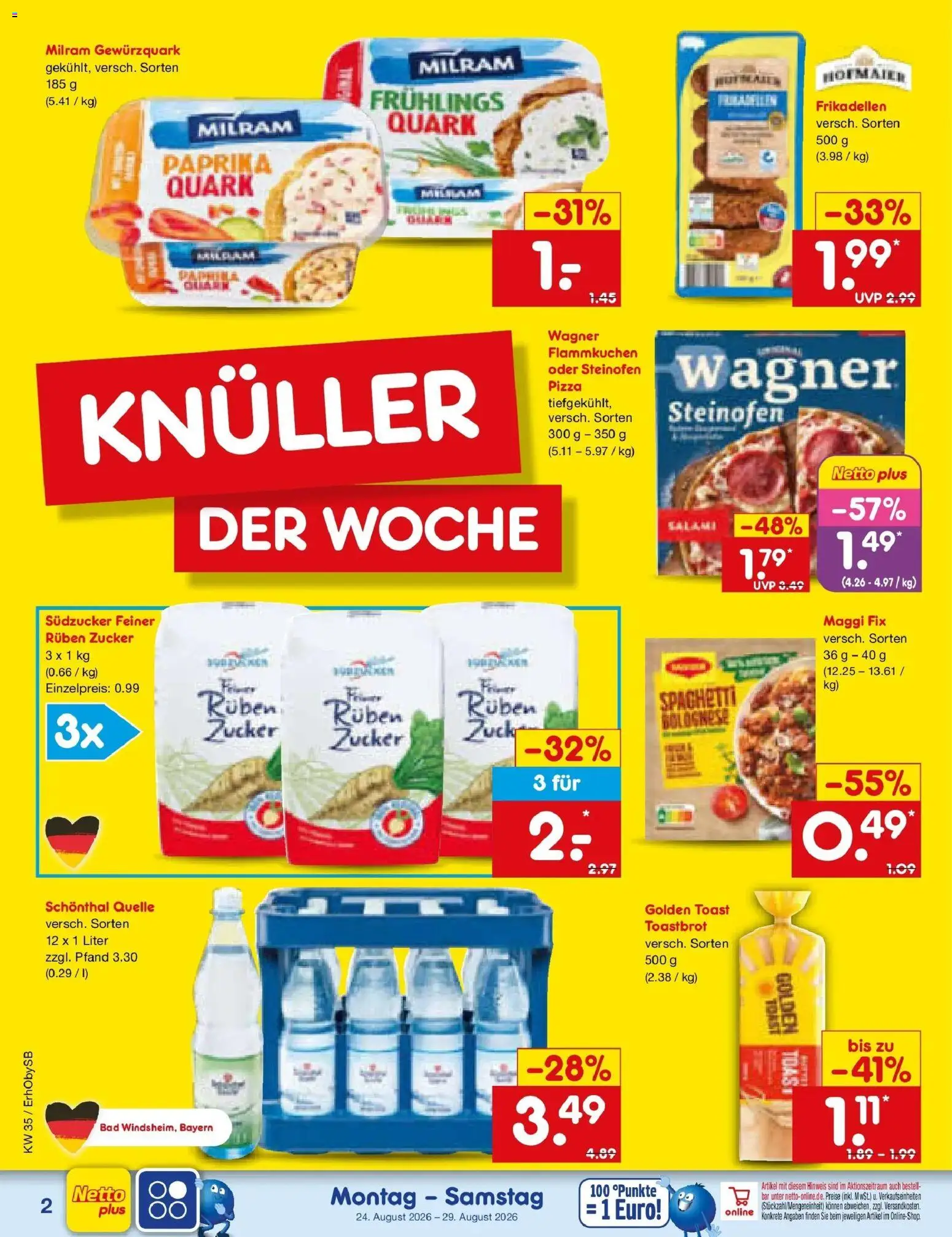 Netto Marken-Discount Prospekt Mauern – gültig ab 24.08.2026 | Seite: 2 | Produkte: Toast, Spaghetti, Paprika, Maggi fix