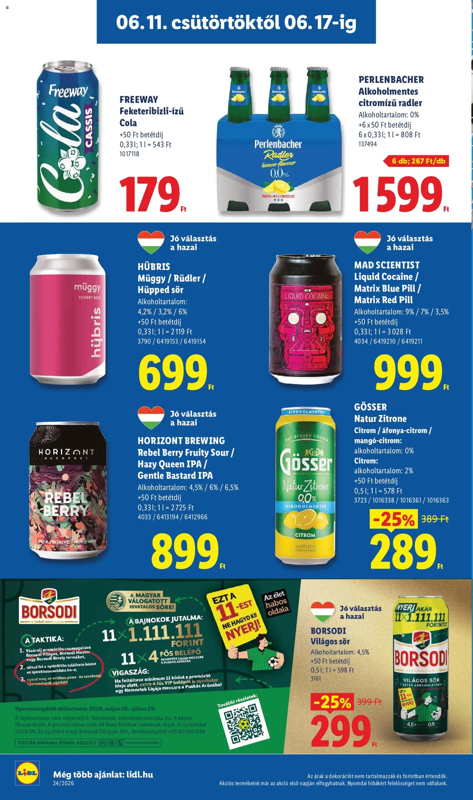 Lidl akciós ujság - amely érvényes a következő dátumtól: 11.06.2026 | Oldal: 28 | Termékek: Radler, Gösser, Sör, Citrom