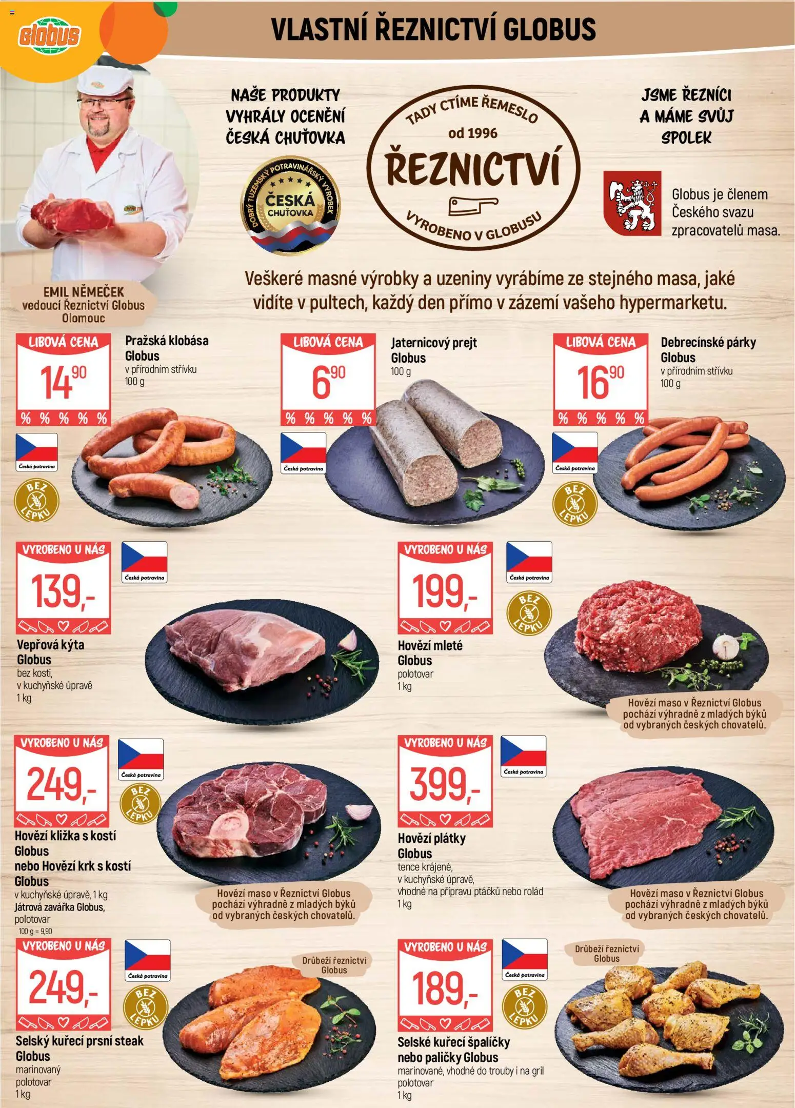Globus leták - Olomouc od 06.05.2026 | Strana: 5 | Produkty: Globus, Párky, Hovězí kližka, Klobása