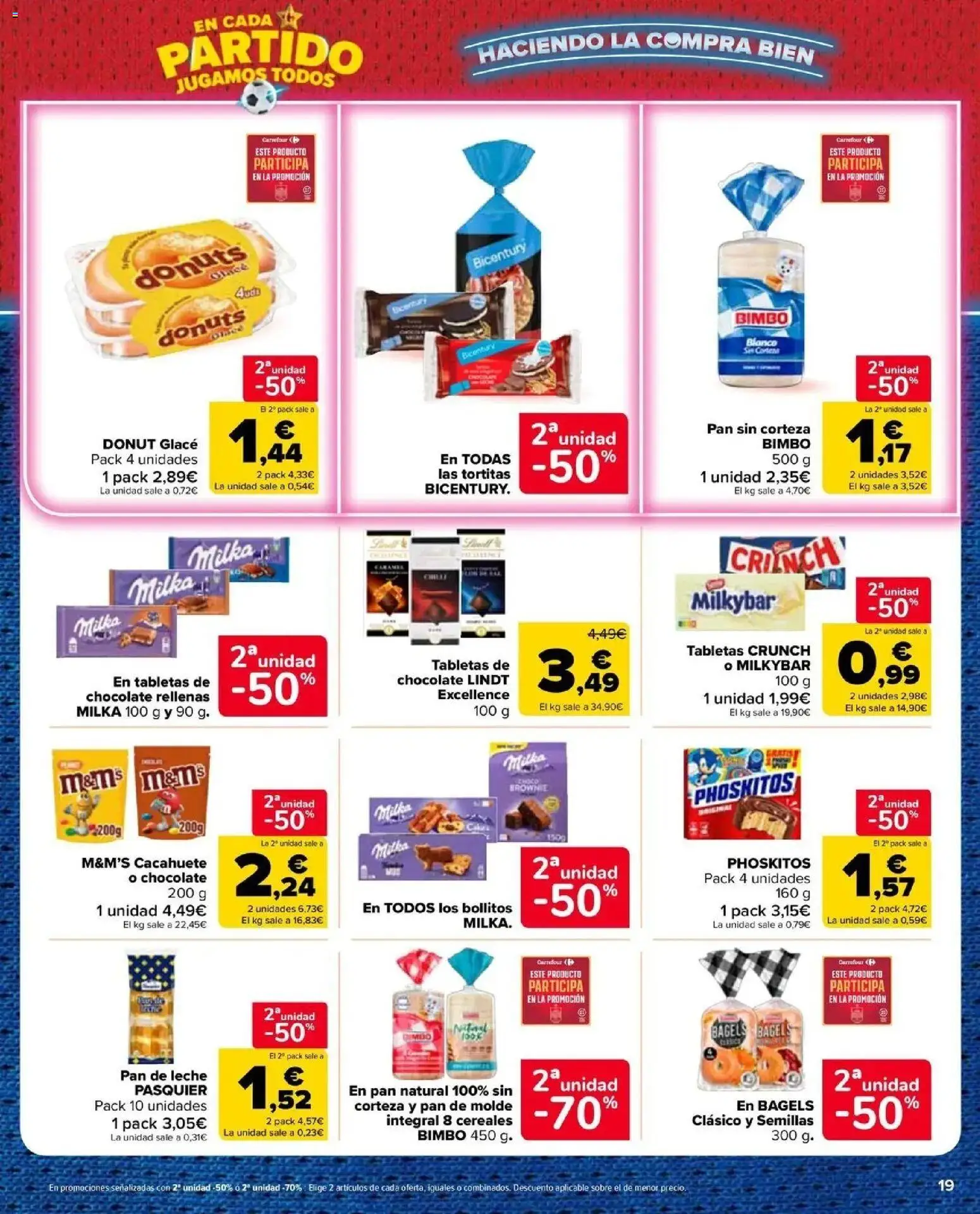 Carrefour Market -  unidad al -50 │ válido desde el 25/06/2026 | Página: 19 | Productos: Leche, Chocolate, Lindt, Donuts