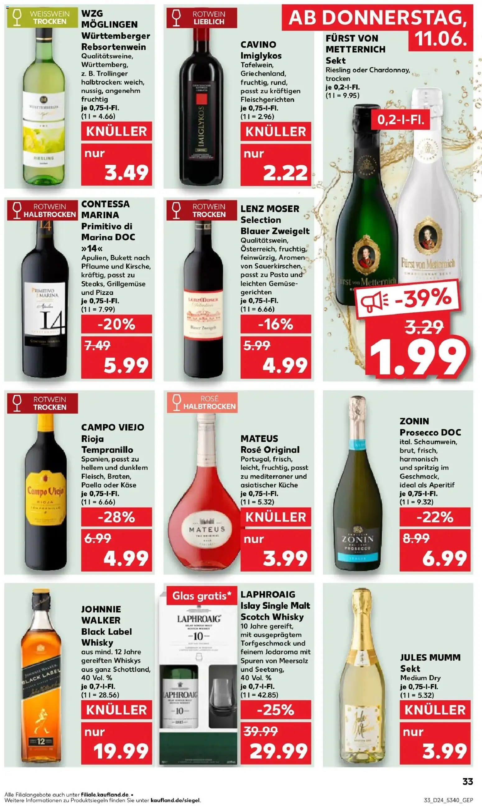 Kaufland Prospekt Freudenstadt – gültig ab 11.06.2026 | Seite: 33 | Produkte: Käse, Weißwein, Küche, Gemüse