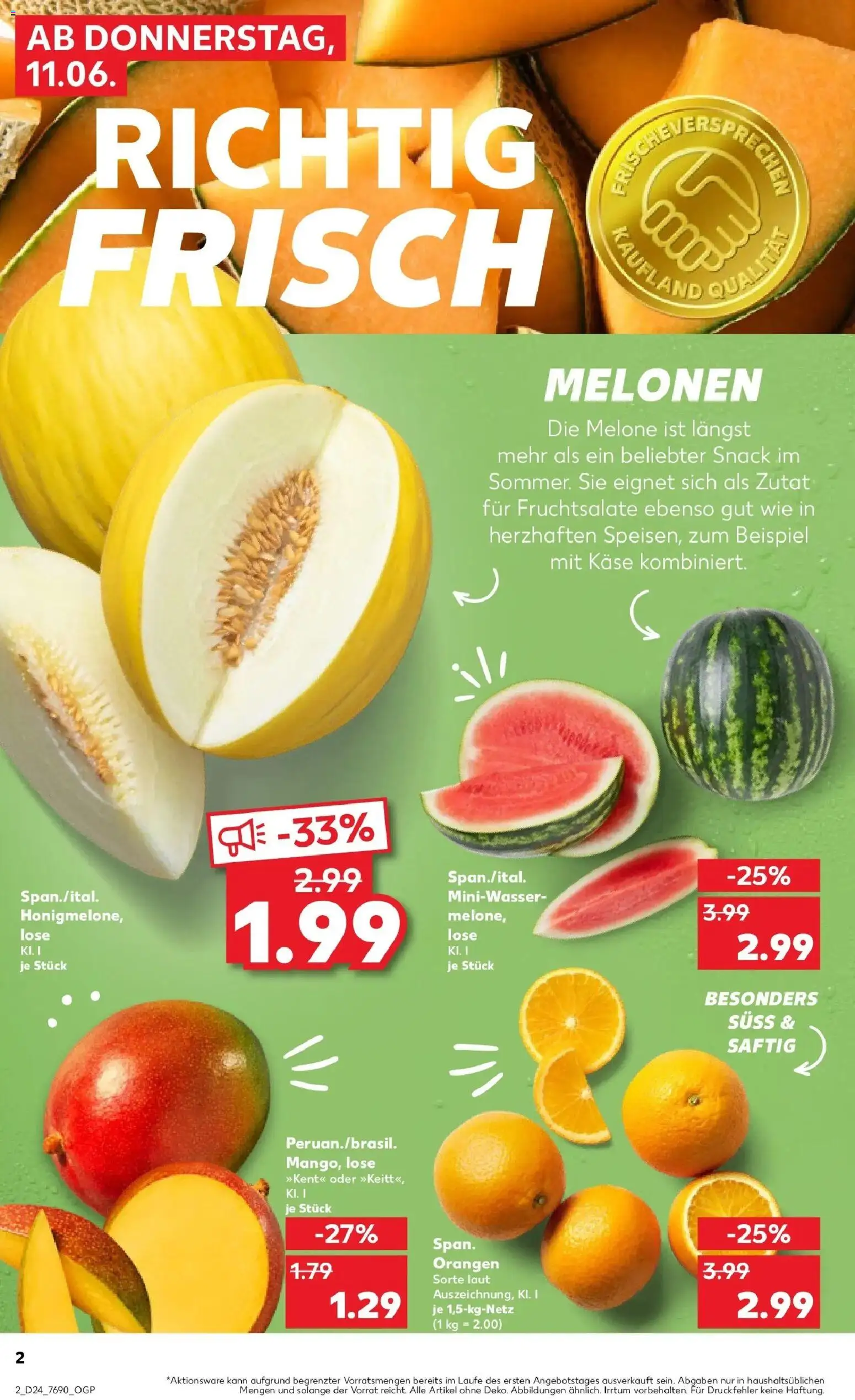Kaufland Prospekt Öhringen – gültig ab 08.06.2026 | Seite: 11 | Produkte: Käse, Orangen, Mango, Melone