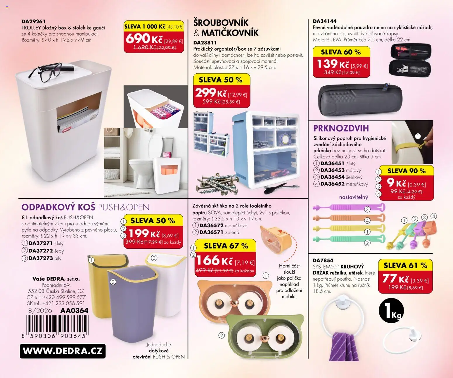 Nové Dedra akcie – leták je platný od 01.08.2026 | Strana: 4 | Produkty: Skrinka, Kôš