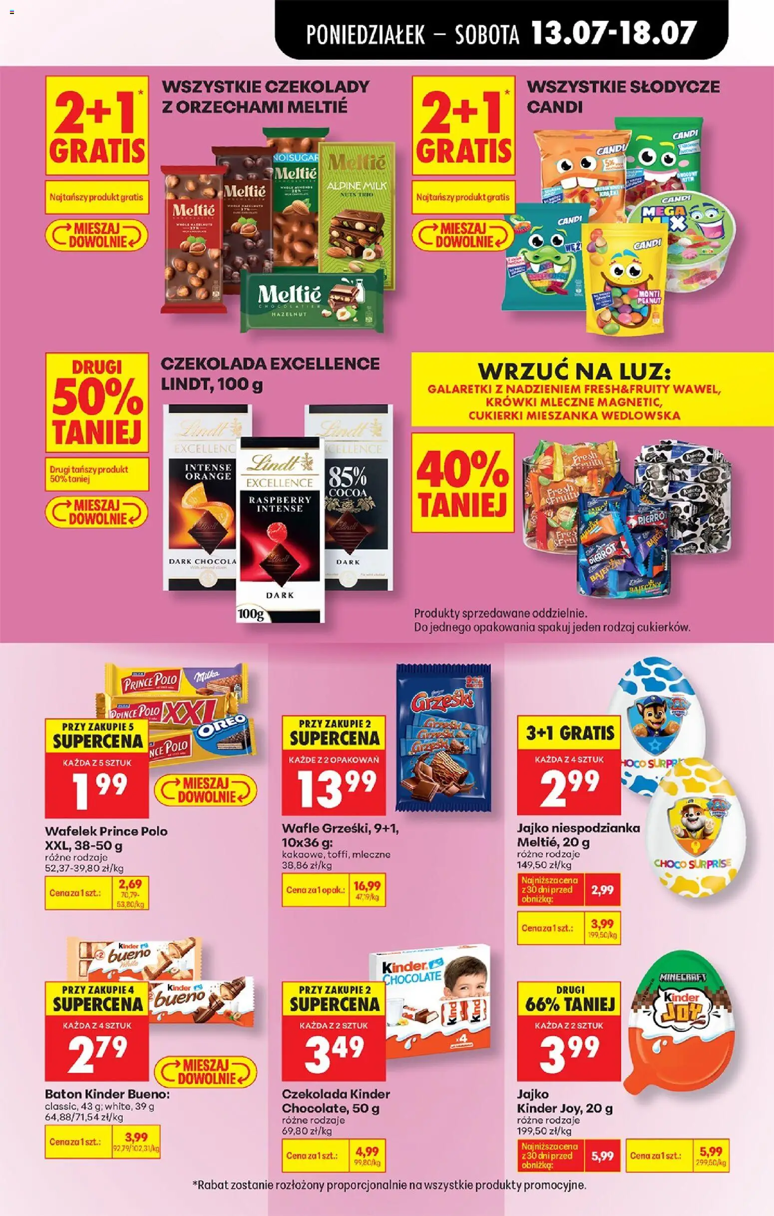 Biedronka gazetka od poniedziałku od 13.07.2026 | Strona: 65 | Produkty: Czekolady, Wafle, Baton, Jajko niespodzianka