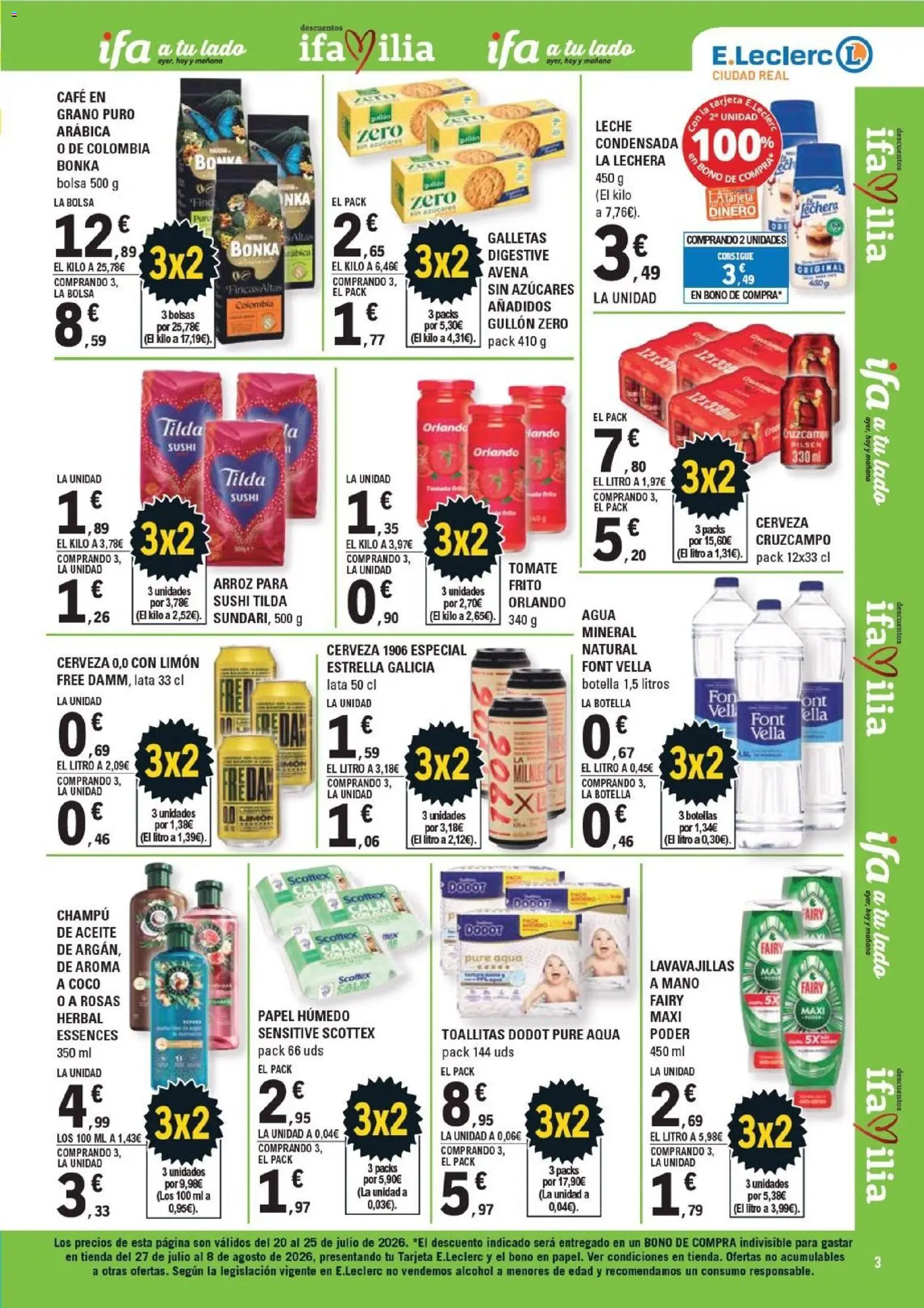E.Leclerc Ciudad Real │ válido desde el 20/07/2026 | Página: 3 | Productos: Τυρόπιτα, Galletas, Bolsa, Σιδερώστρα