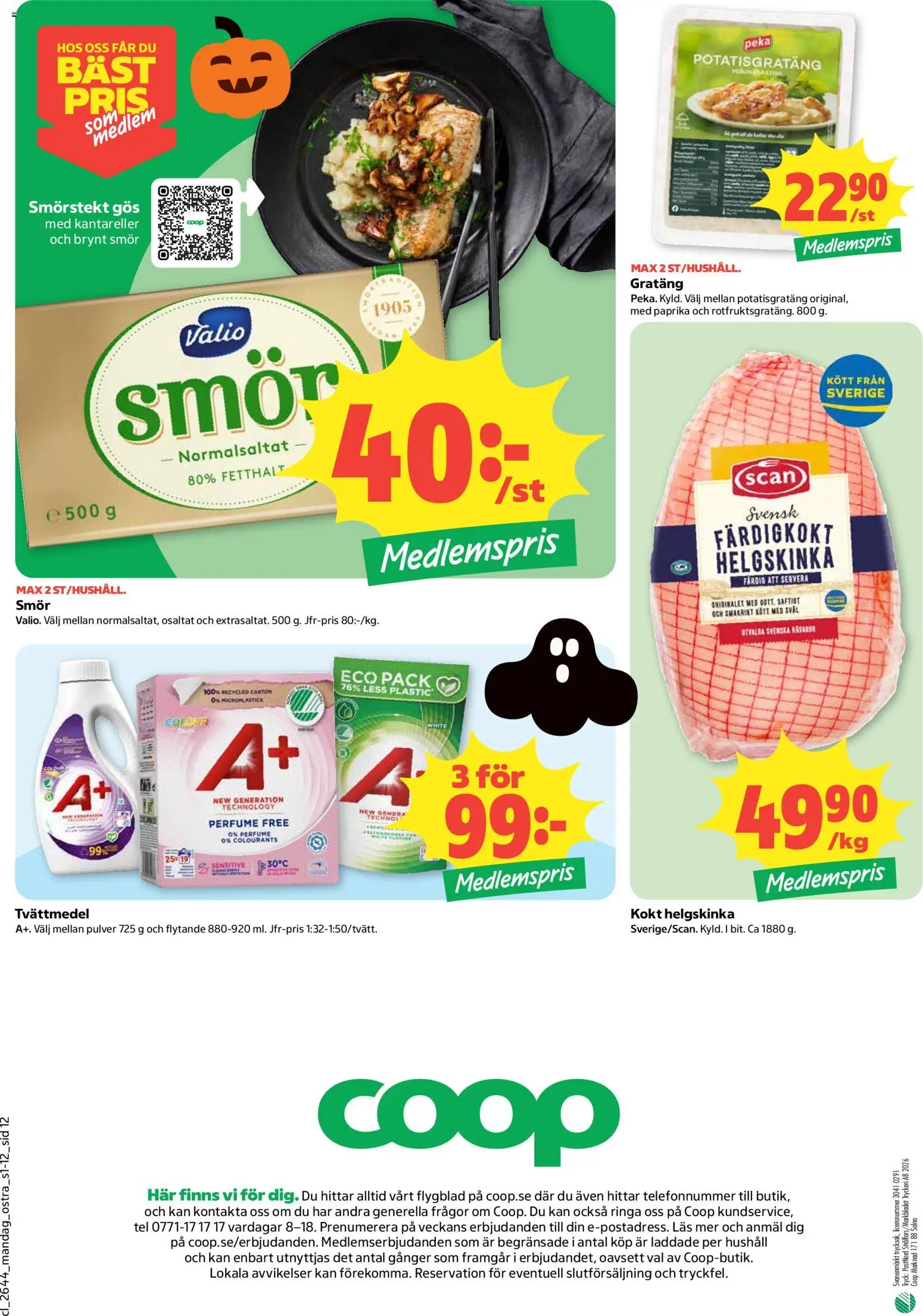 Coop Daglivs reklamblad aktuell från 26/10/2026 | Sida: 12 | Produkter: Paprika, Tvättmedel, Potatisgratäng, Kött