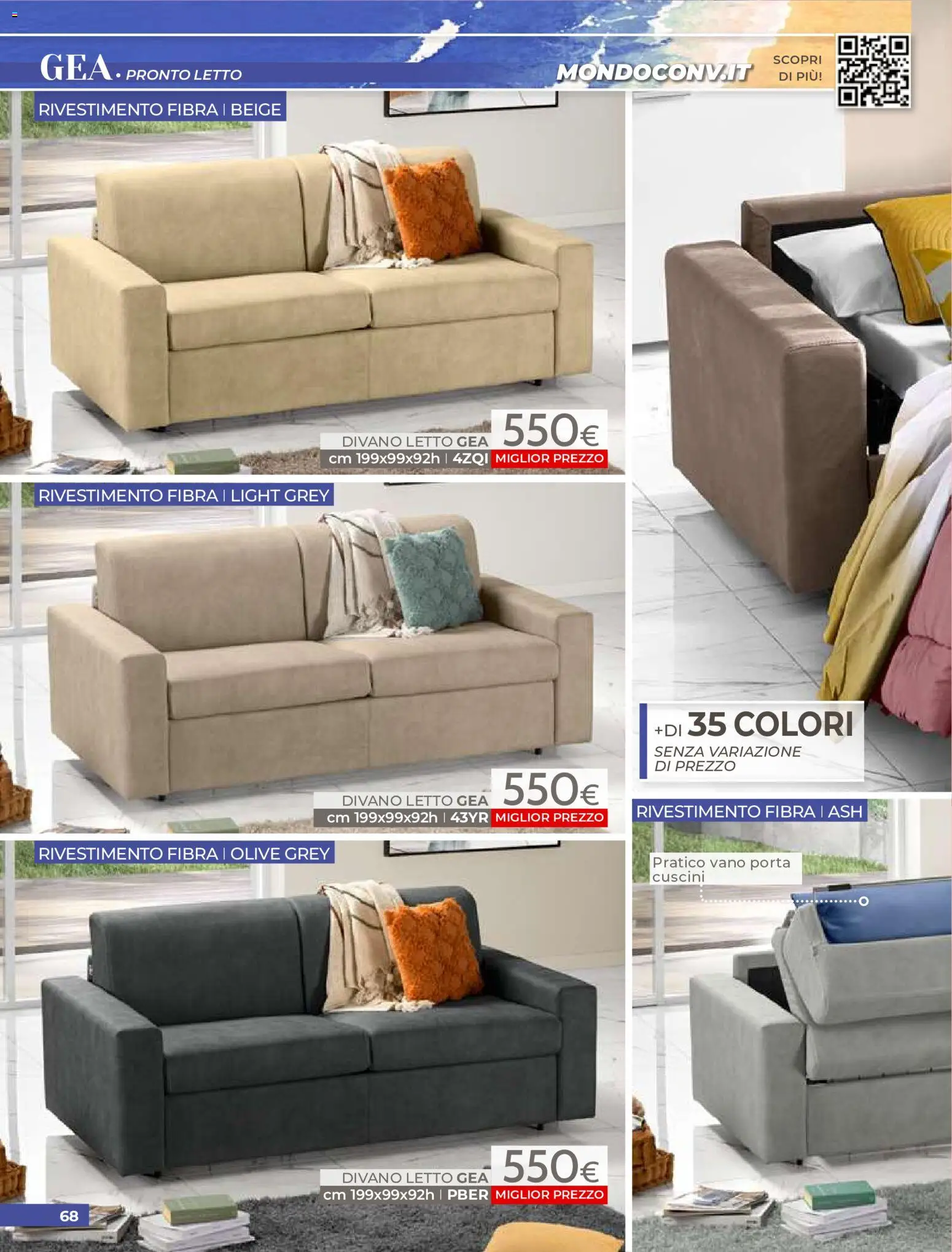 Volantino Mondo Convenienza del 01/07/2026 | Pagina: 70 | Prodotti: Divano letto, Olive, Letto, Divano