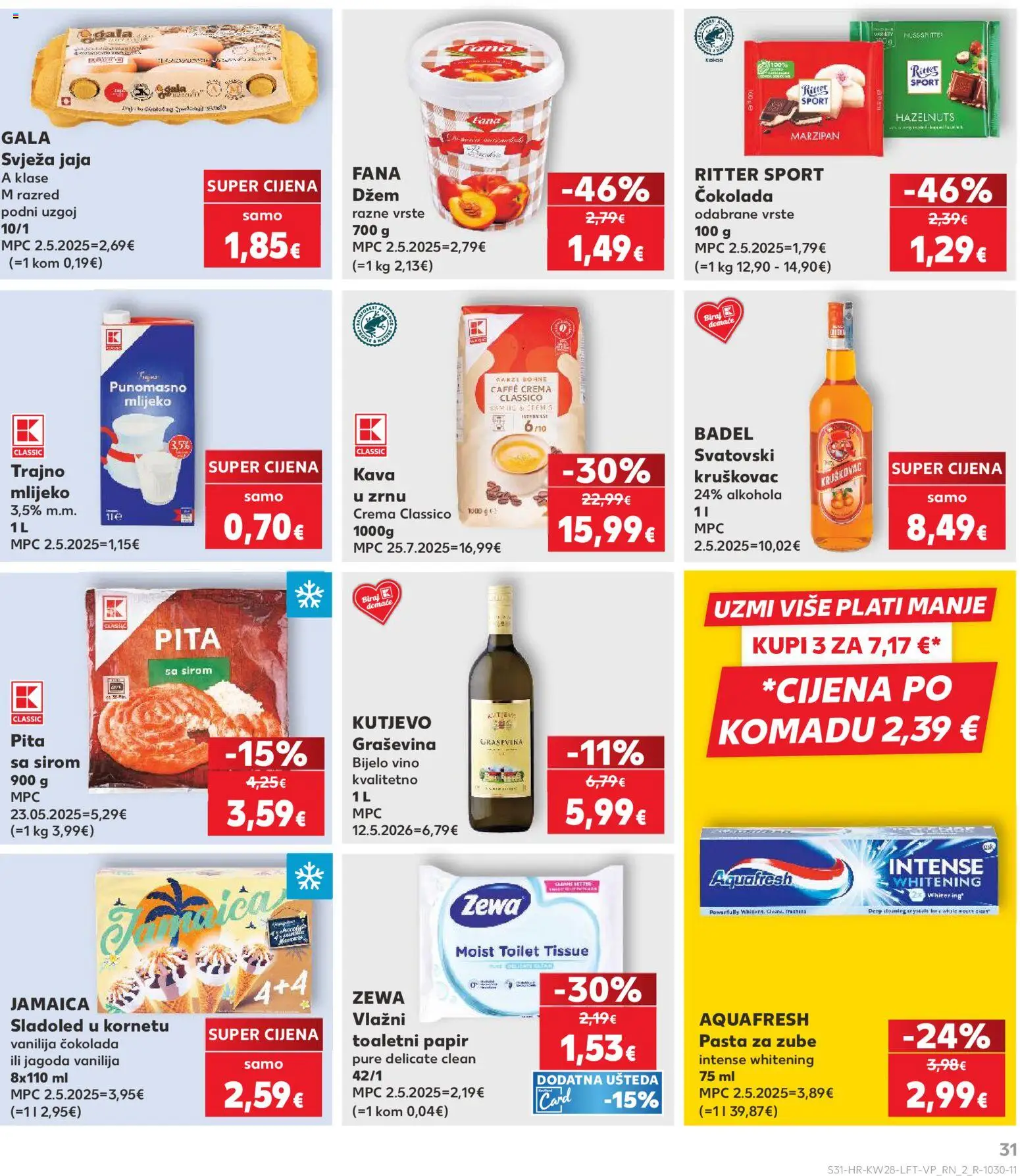 Kaufland katalog | vrijedi od 08.07.2026 | Stranica: 31 | Proizvodi: Bijelo vino, Vino, Pasta za zube, Sladoled