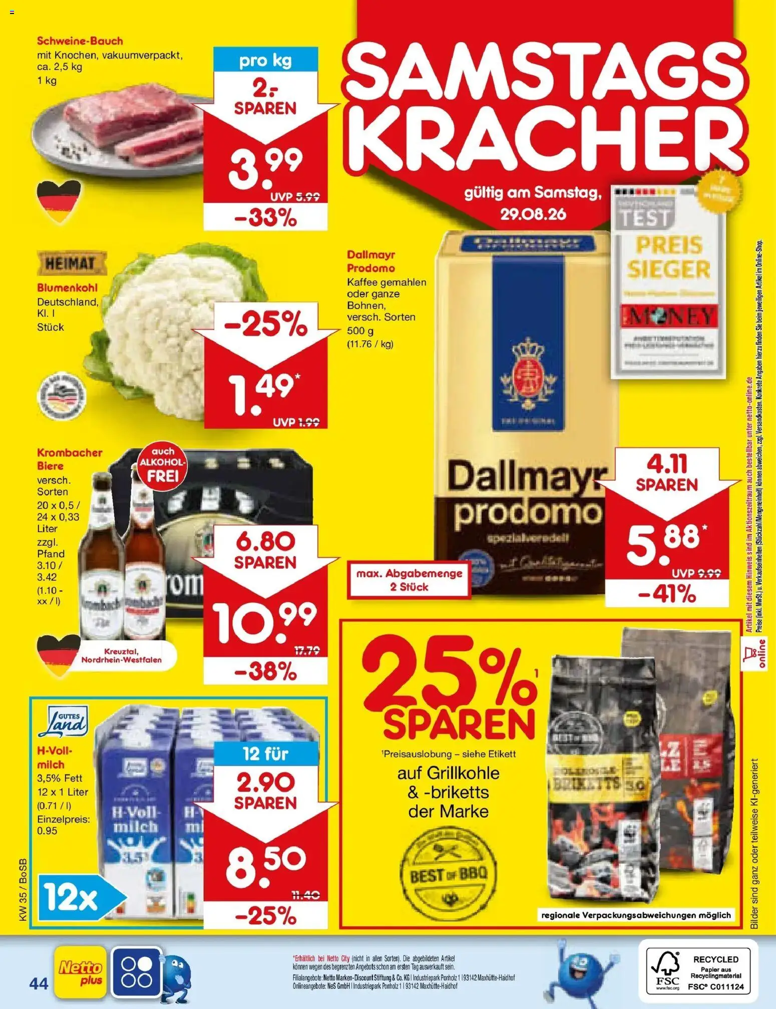 Netto Marken-Discount Prospekt Bochum – gültig ab 24.08.2026 | Seite: 58 | Produkte: Kaffee, Schweinebauch, Bilder, Krombacher