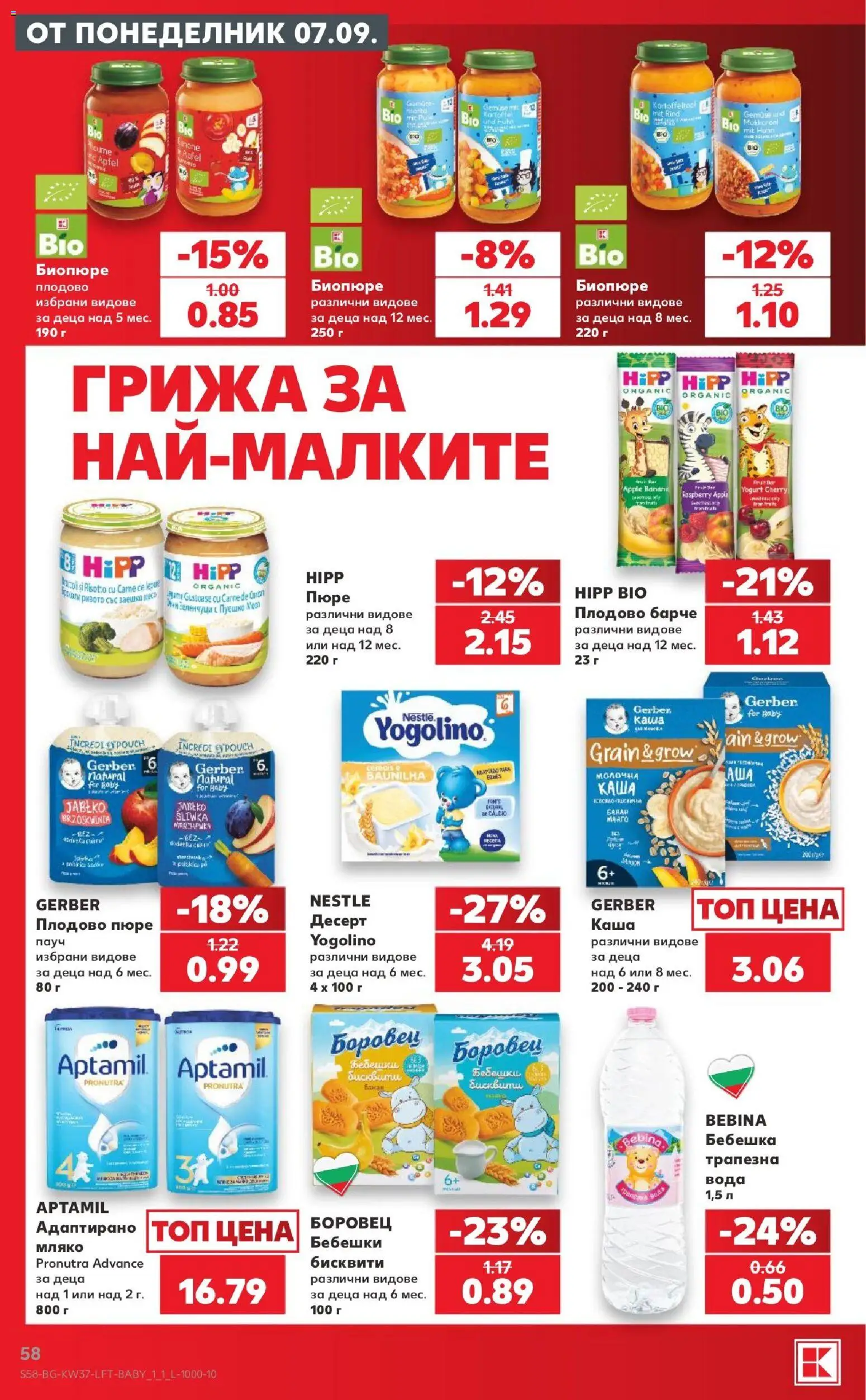 {H1} | Страница: 58 | Продукти: Каша, Десерт, Вода, Пюре