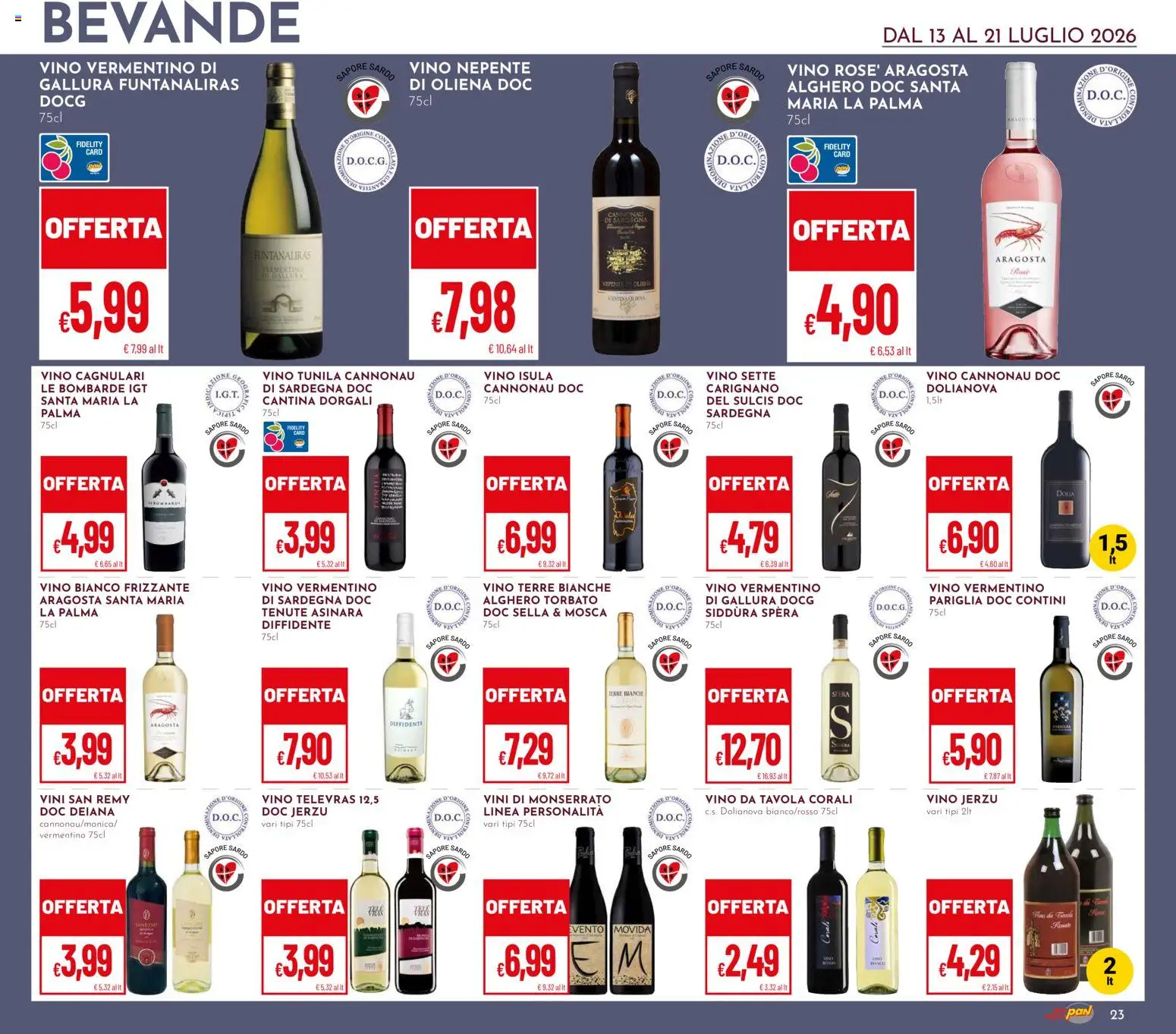 Volantino Pan del 13/07/2026 | Pagina: 23 | Prodotti: Caro, Bevande, Vino, Vino bianco