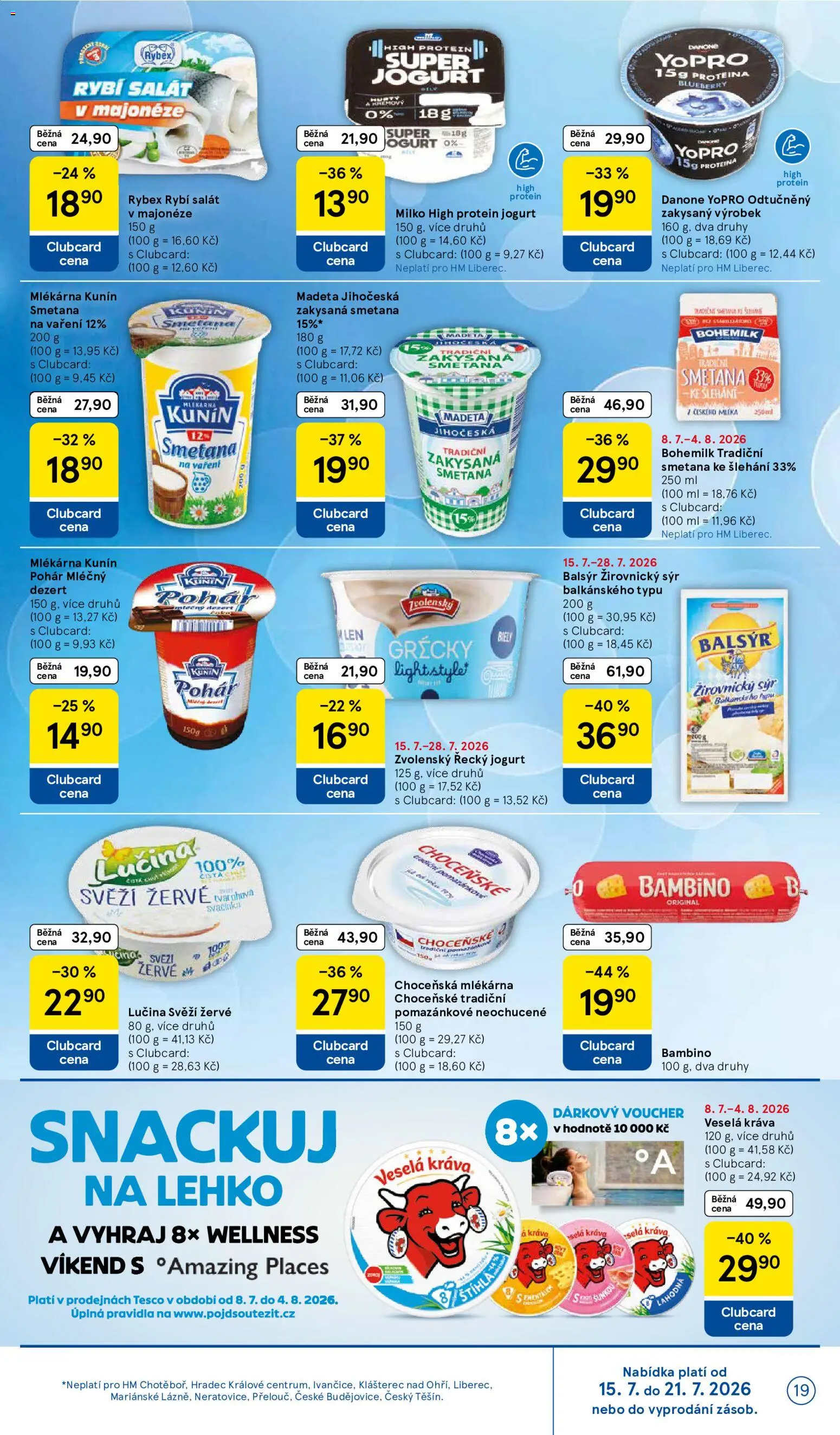 Tesco leták - Hypermarket od 15.07.2026 | Strana: 19 | Produkty: Lučina, Smetana ke šlehání, Protein jogurt, Dezert