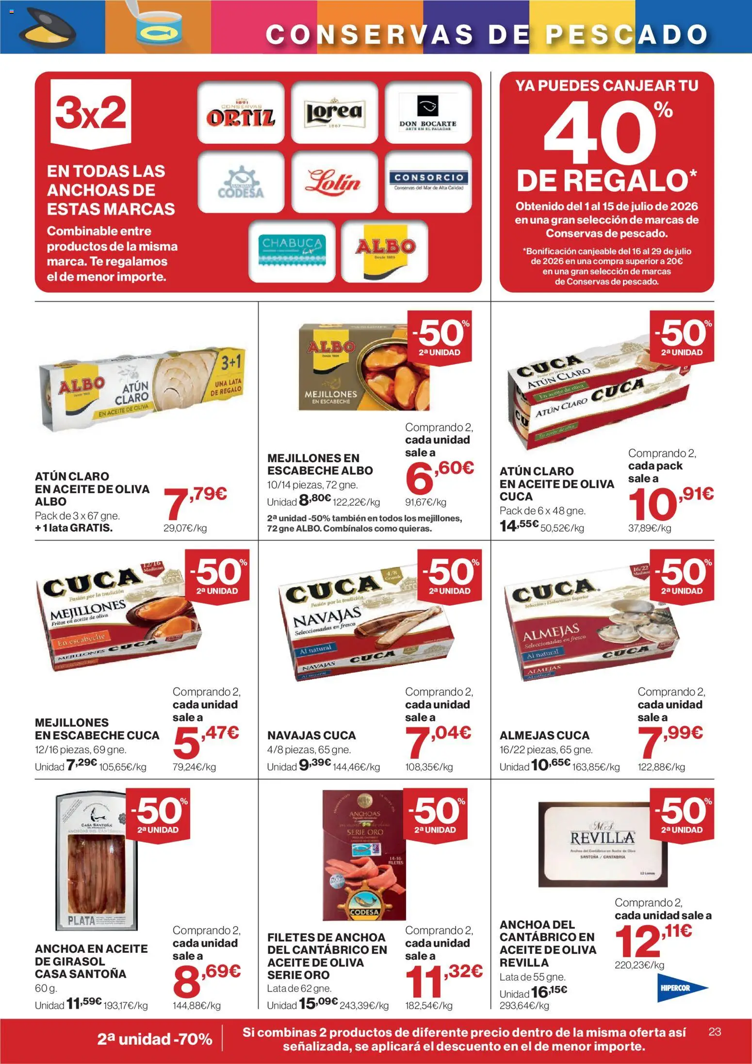 Hipercor catálogo │ válido desde el 16/07/2026 | Página: 23 | Productos: Aceite, Té, Aceite de oliva, Anchoa