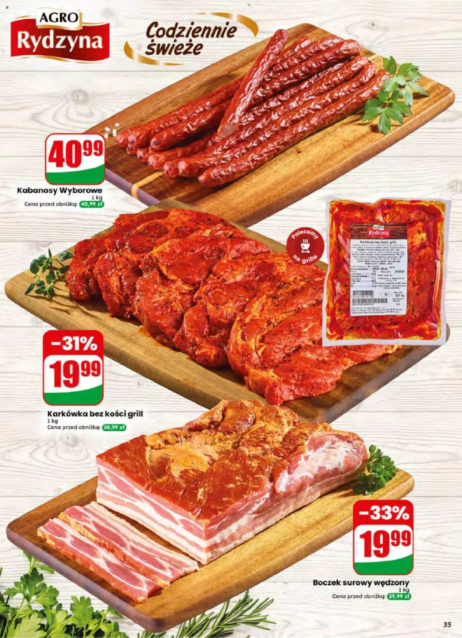 Dino gazetka od 01.07.2026 | Strona: 35 | Produkty: Grill, Kabanosy, Boczek, Boczek surowy