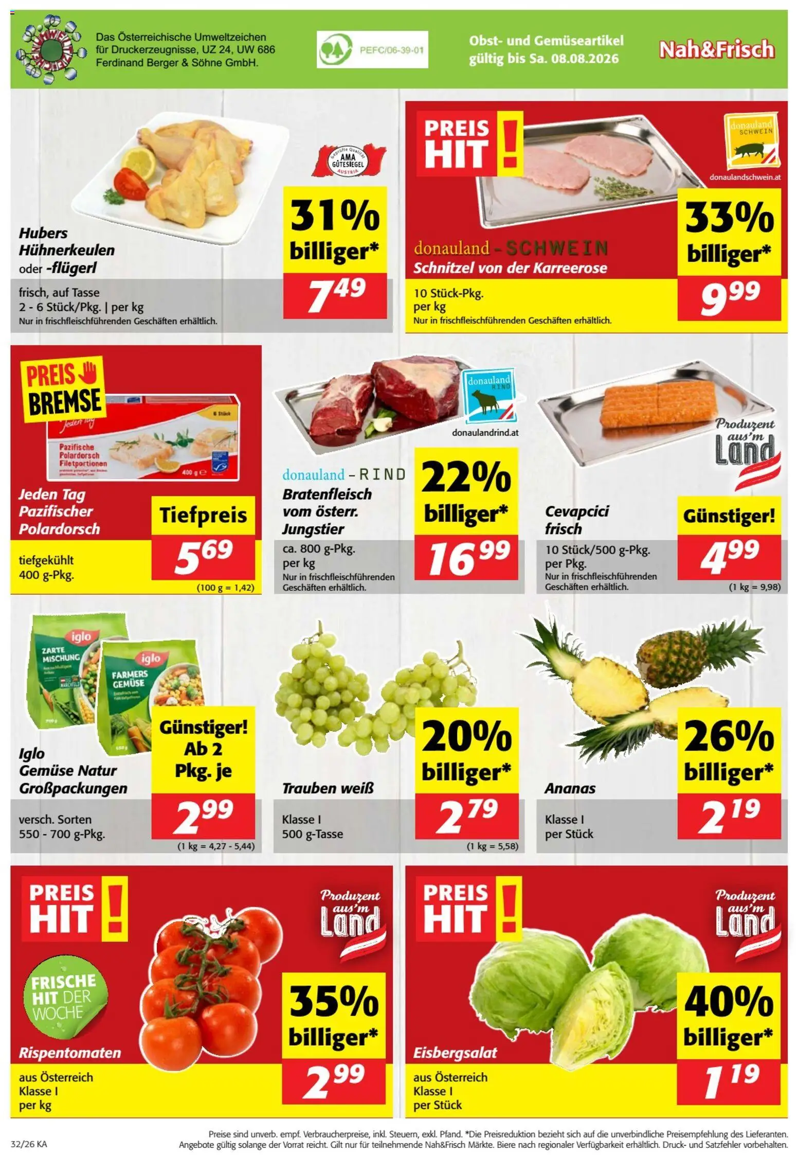 Nah und Frisch Flugblatt gültig ab 05.08.2026 | Seite: 8 | Produkte: Gemüse, Obst, Ananas