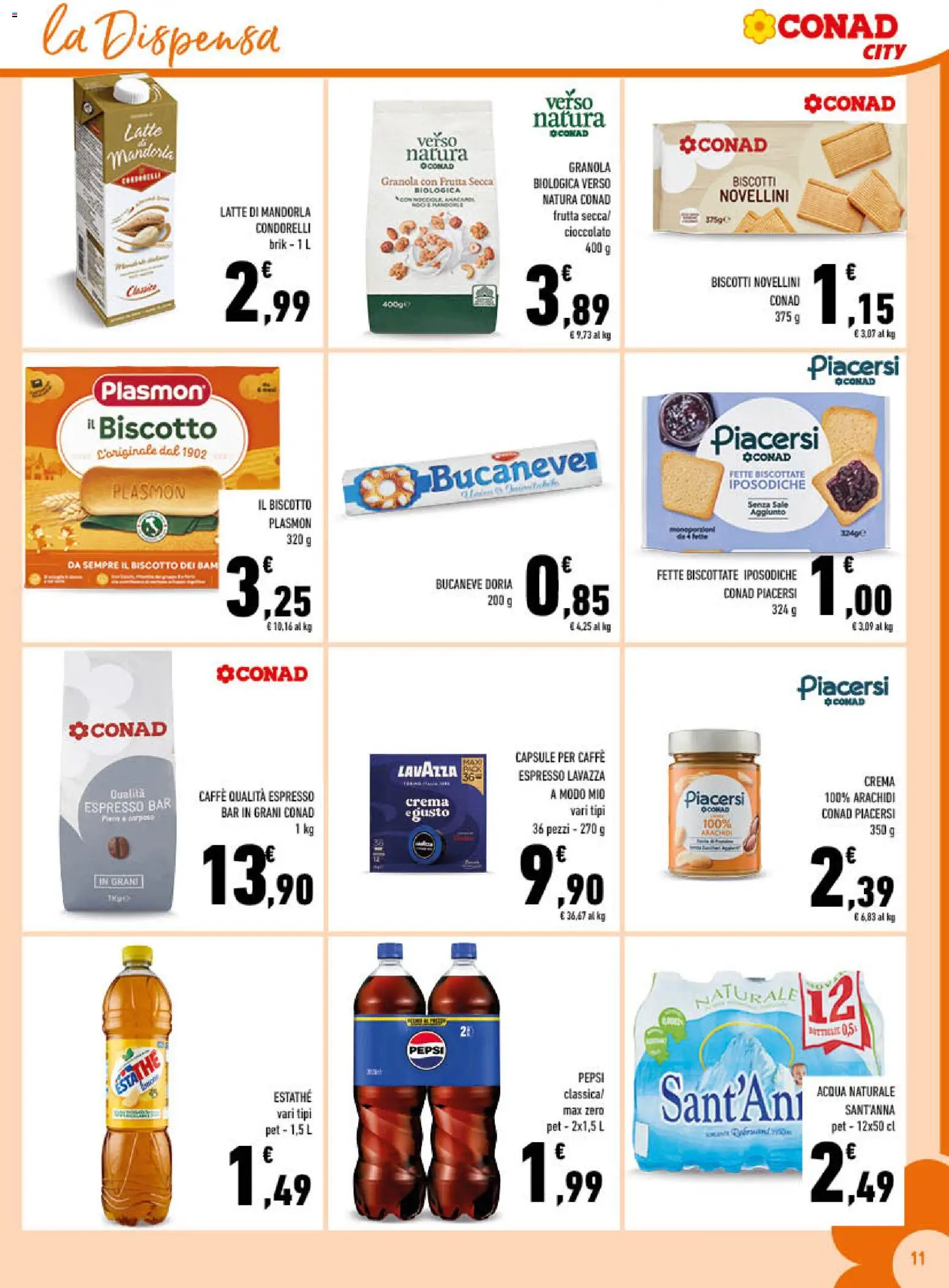 Volantino Conad del 16/07/2026 | Pagina: 11 | Prodotti: Crema, Sale, Latte, Arachidi