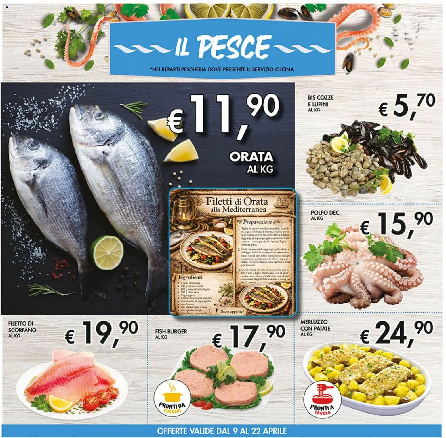 Volantino Coal del 09.04.2026 | Pagina: 16 | Prodotti: Lupini, Merluzzo, Il pesce, Orata