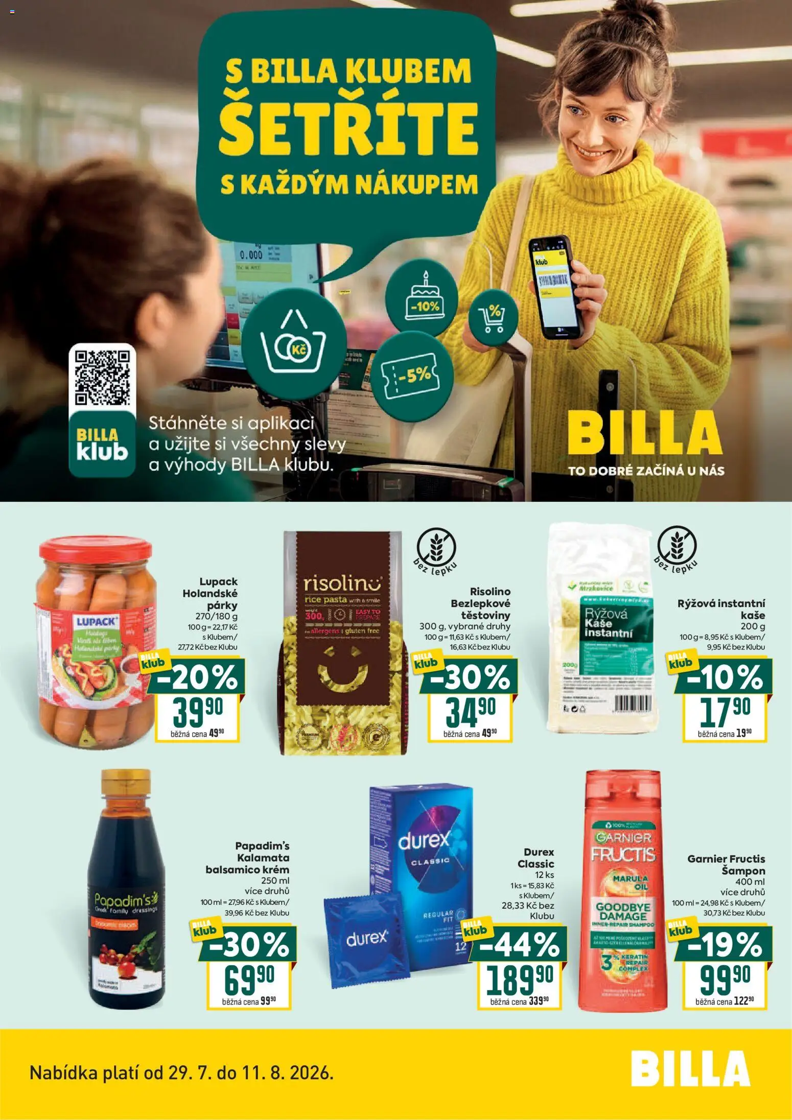 Billa leták - Bonus club od 29.07.2026 | Strana: 2 | Produkty: Párky, Krém, Kaše, Šampon
