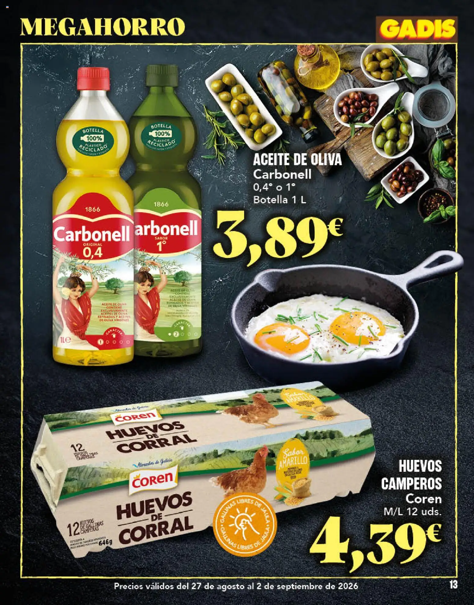 Gadis folleto │ válido desde el 27/08/2026 | Página: 13 | Productos: Huevos, Aceite, Aceite de oliva