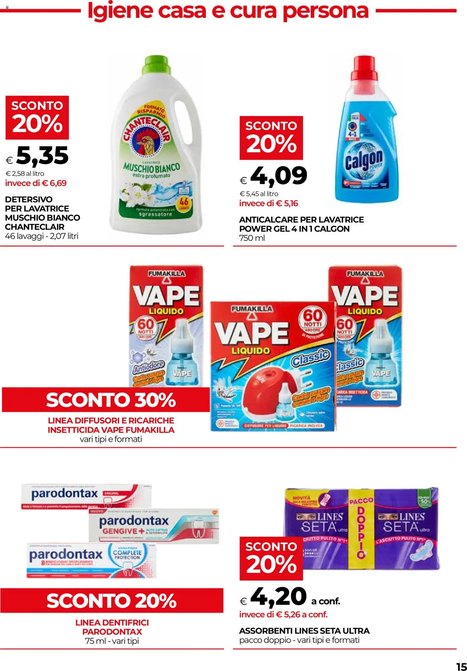 Volantino COOP del 23/07/2026 | Pagina: 15 | Prodotti: Anticalcare, Sgrassatore, Lavatrice, Insetticida