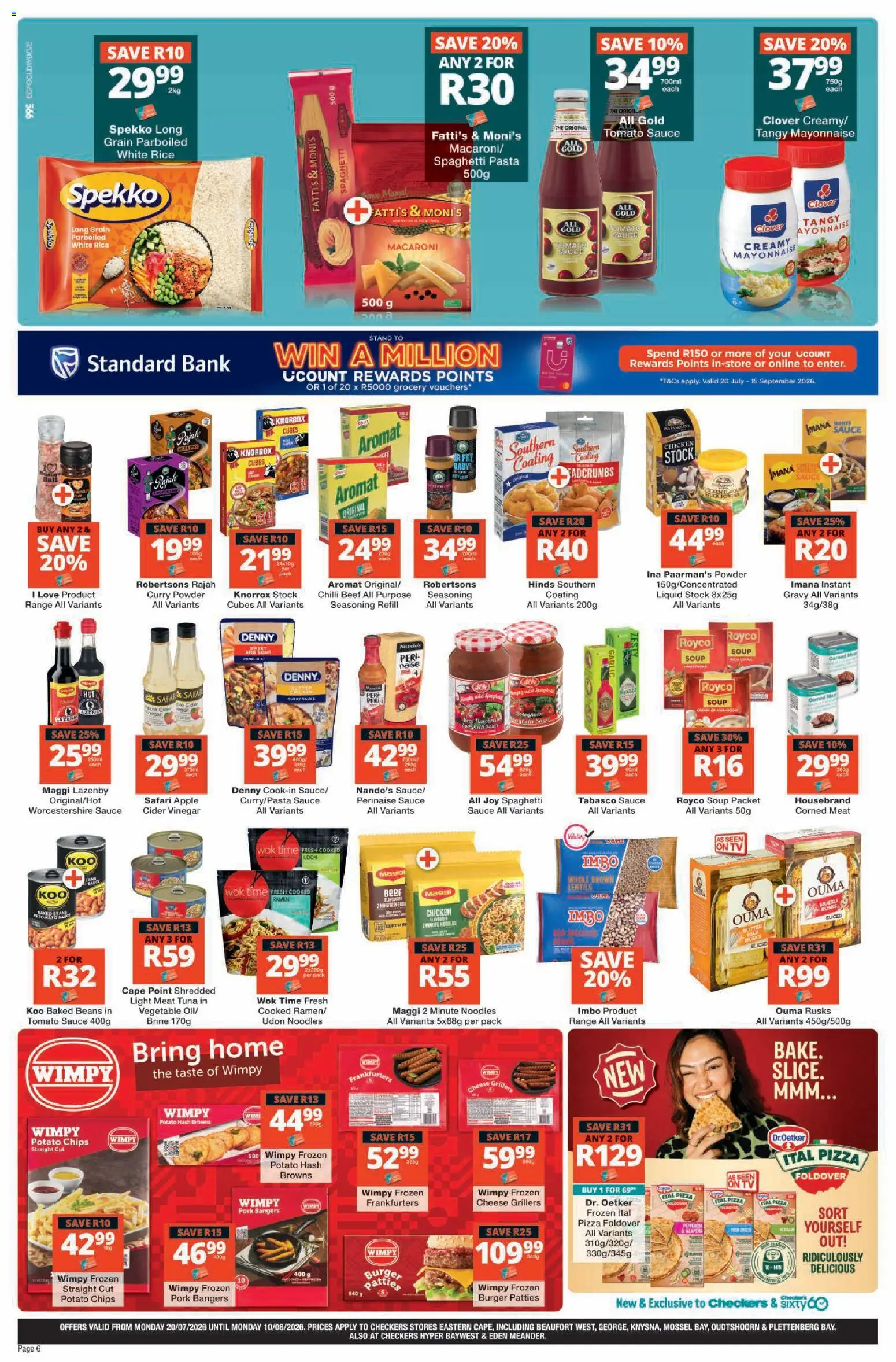New Checkers catalogue – valid from 20/07/2026 | Page: 6 | Products: Powder, Rusks, Tomato sauce, Garlic