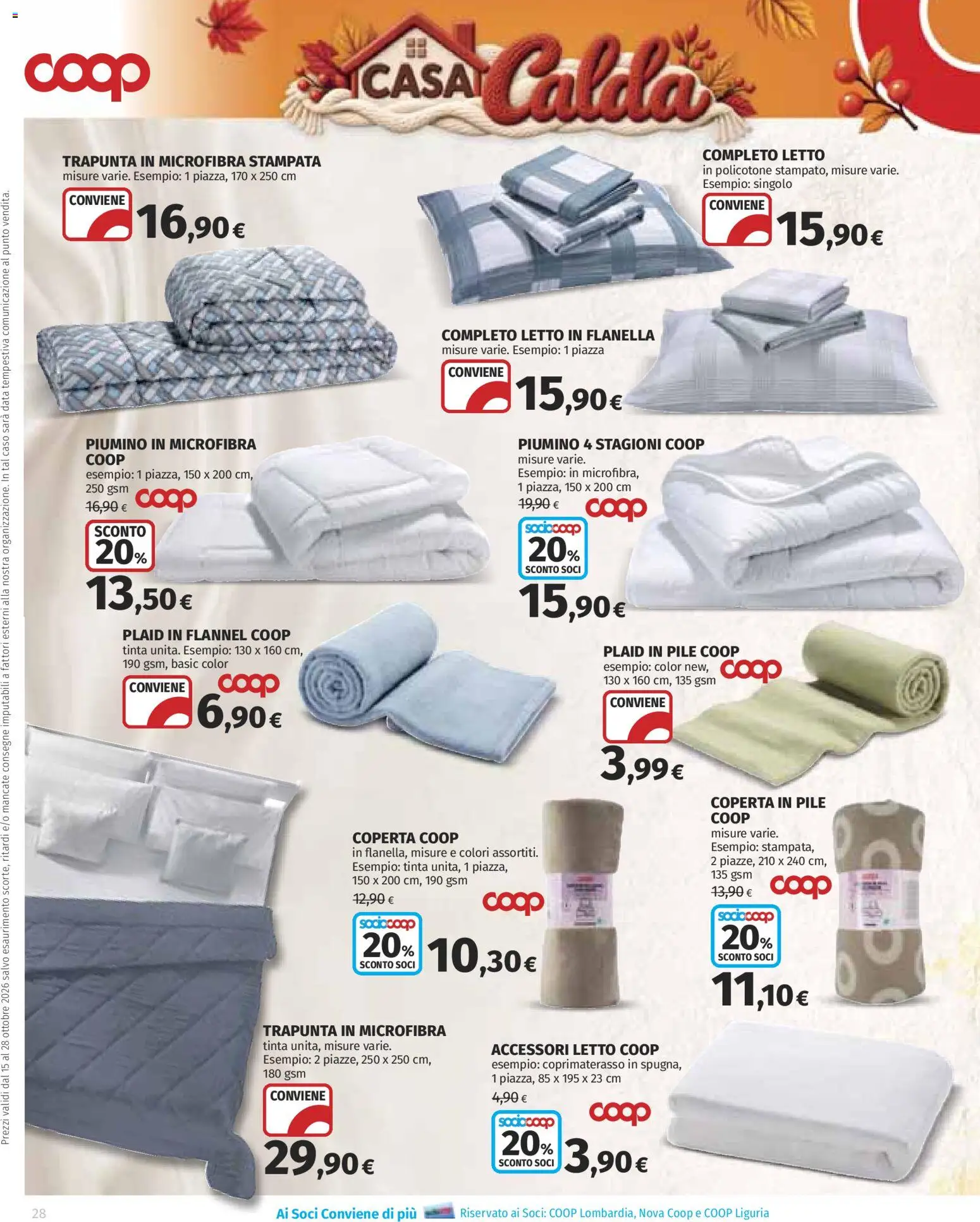 Volantino COOP del 15/10/2026 | Pagina: 28 | Prodotti: Pile, Plaid, Trapunta, Coperta