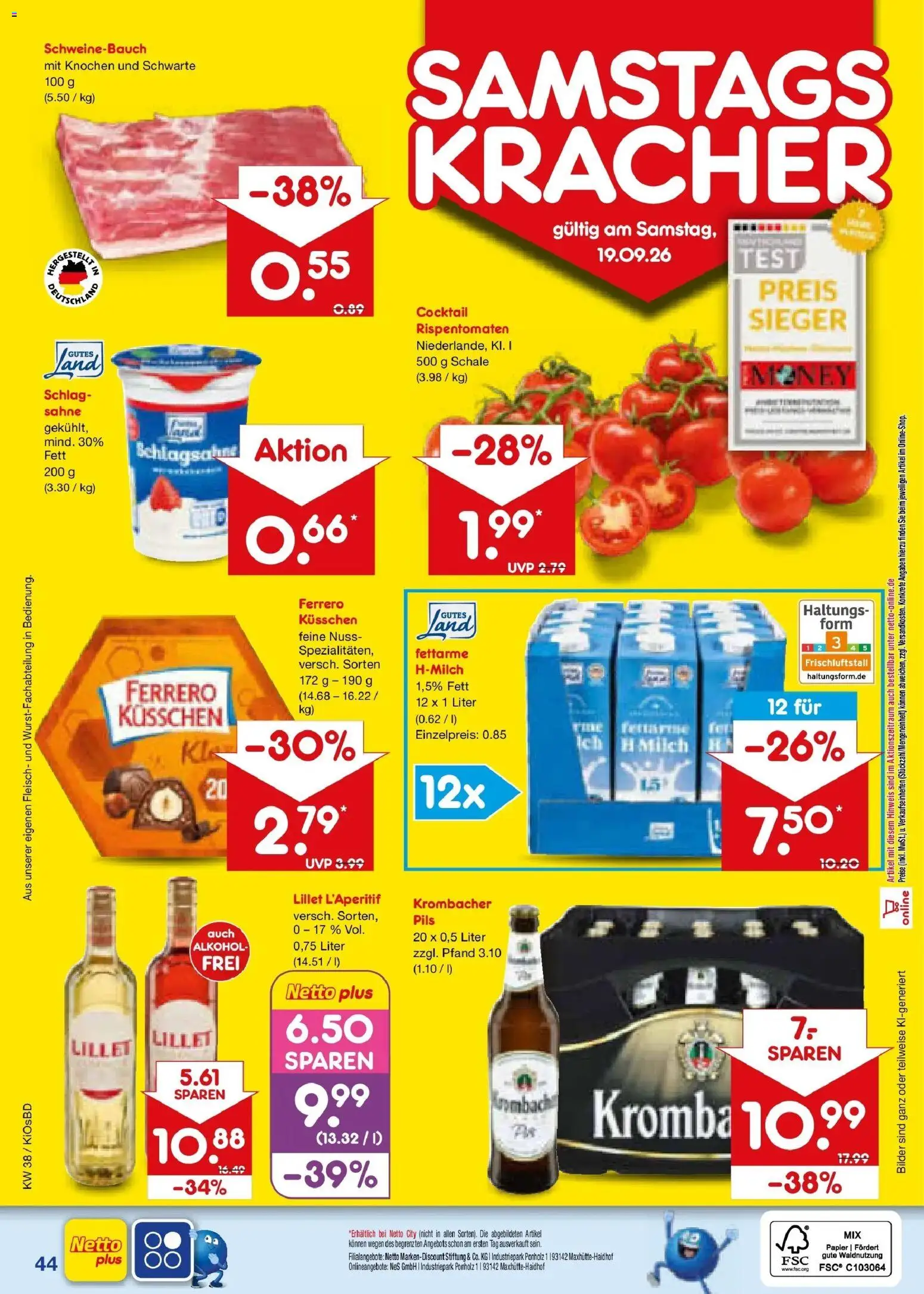Netto Marken-Discount Prospekt Mistelbach – gültig ab 14.09.2026 | Seite: 58 | Produkte: Schlagsahne, Schweinebauch, Lillet, Bilder
