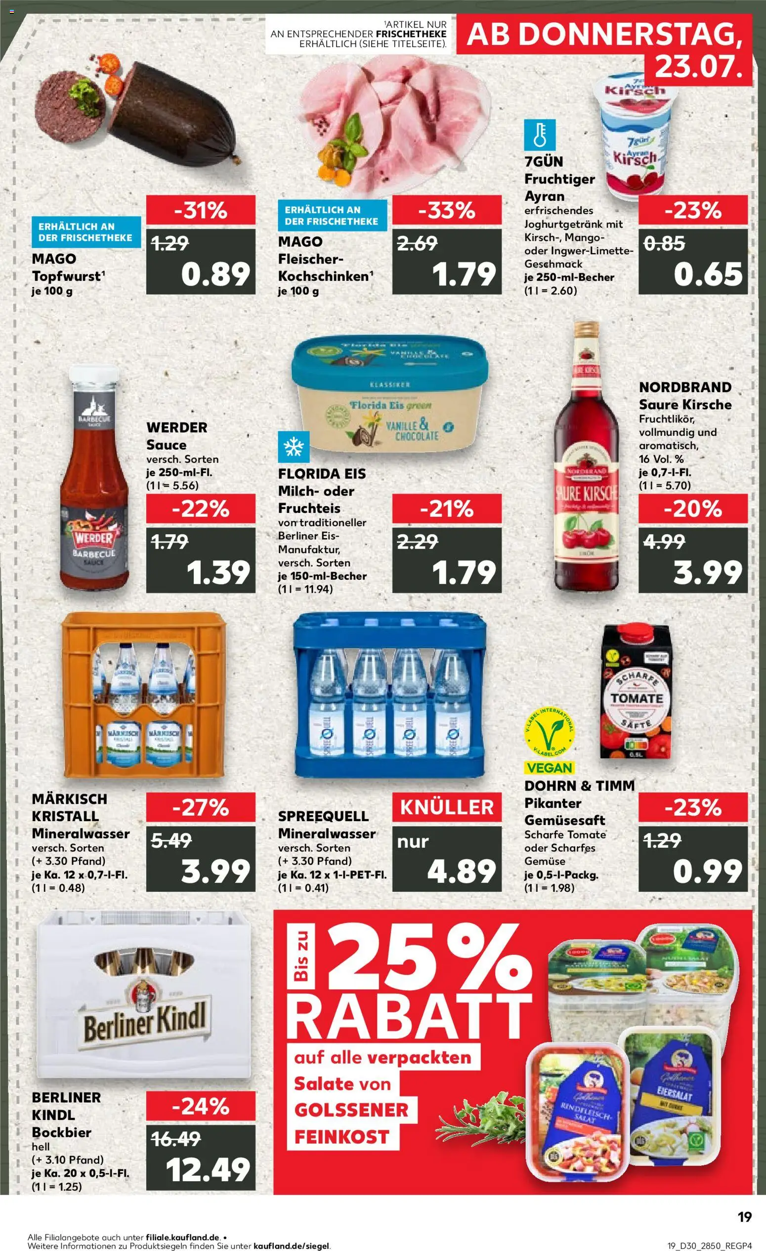 Kaufland Prospekt Potsdam – gültig ab 23.07.2026 | Seite: 19 | Produkte: Berliner, Milch, Gemüse, Salat